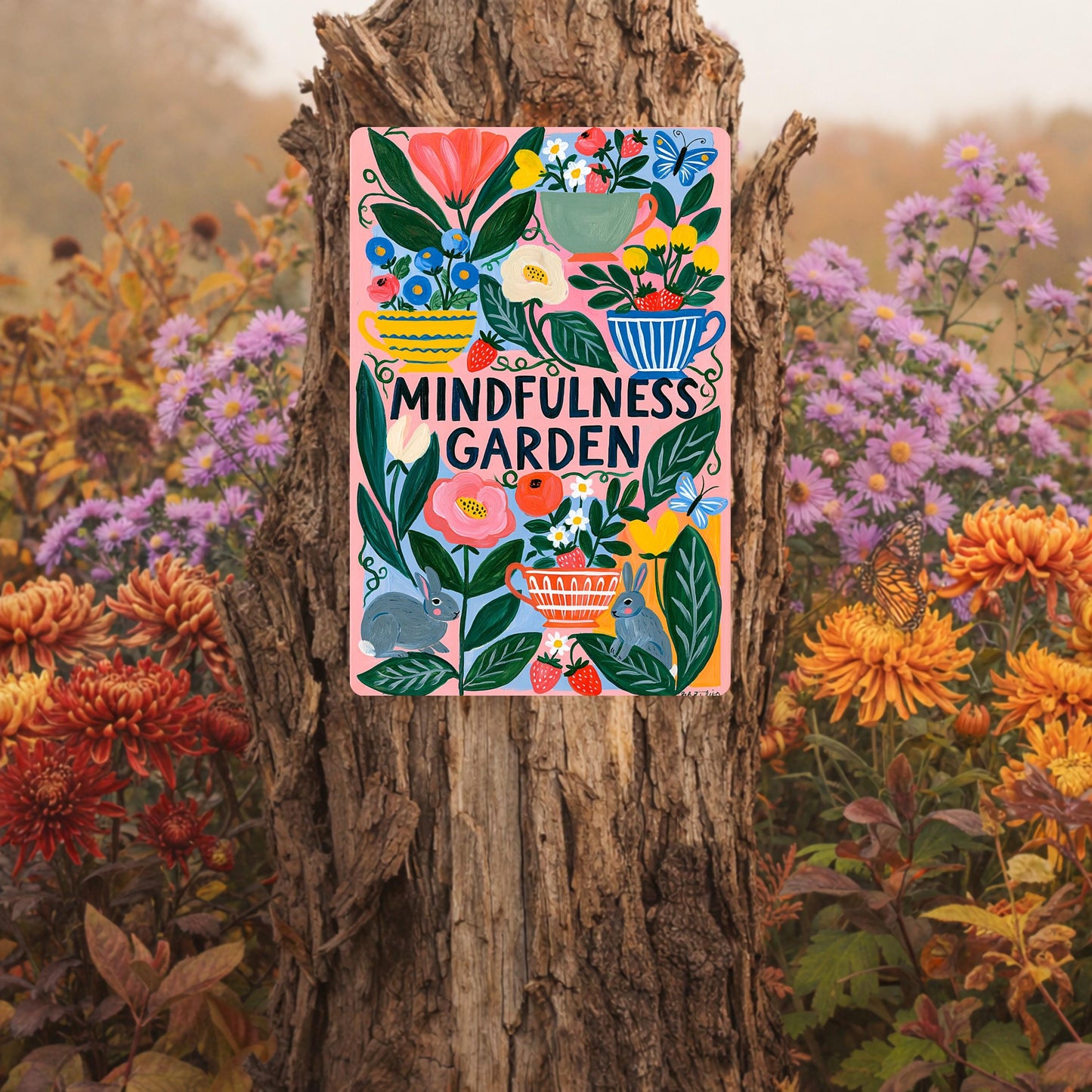 Mindfulness Garden Metal Sign