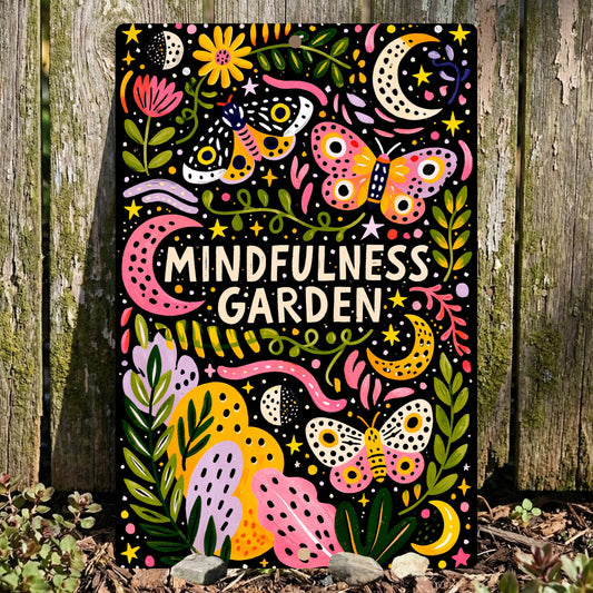 Mindfulness Garden Metal Sign