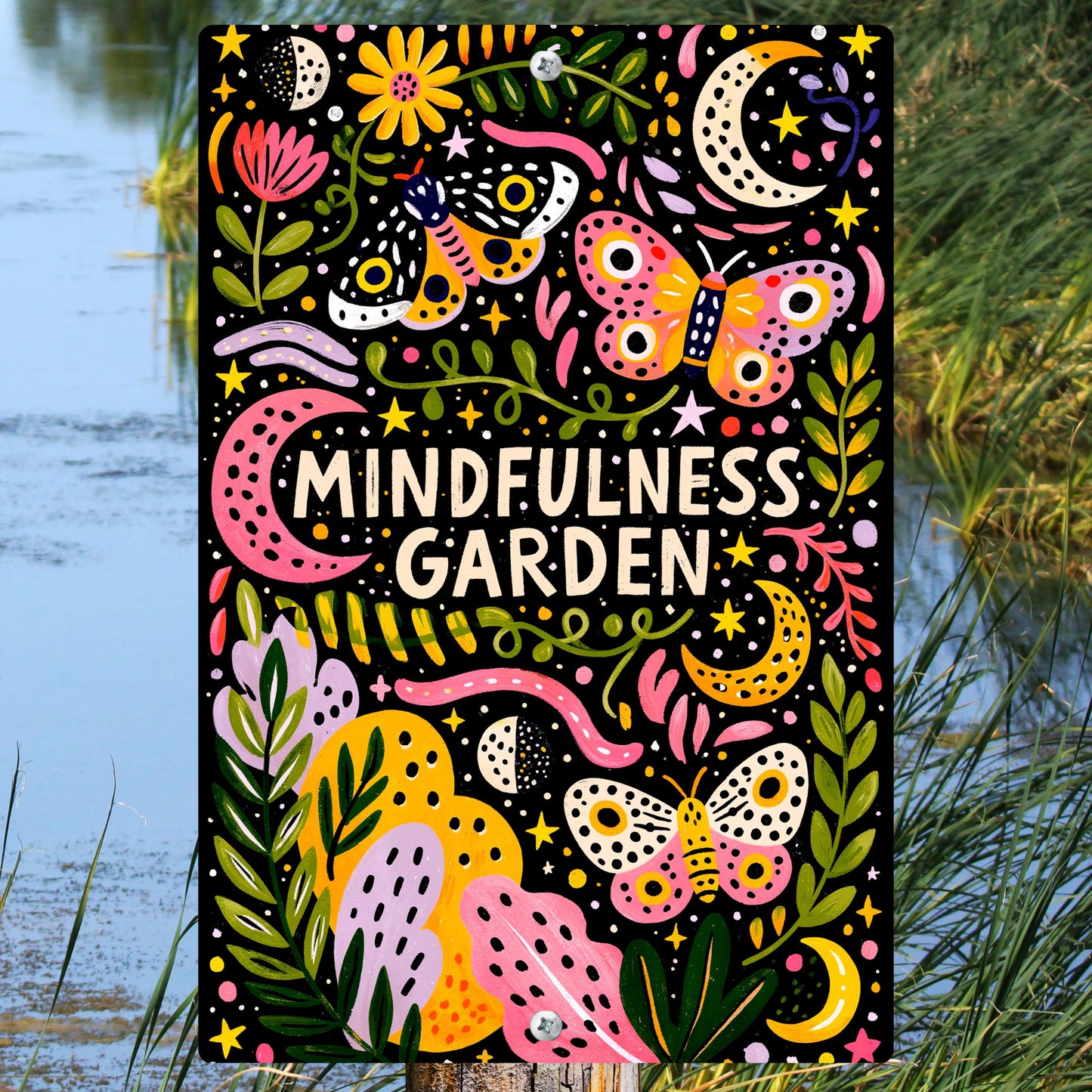 Mindfulness Garden Metal Sign