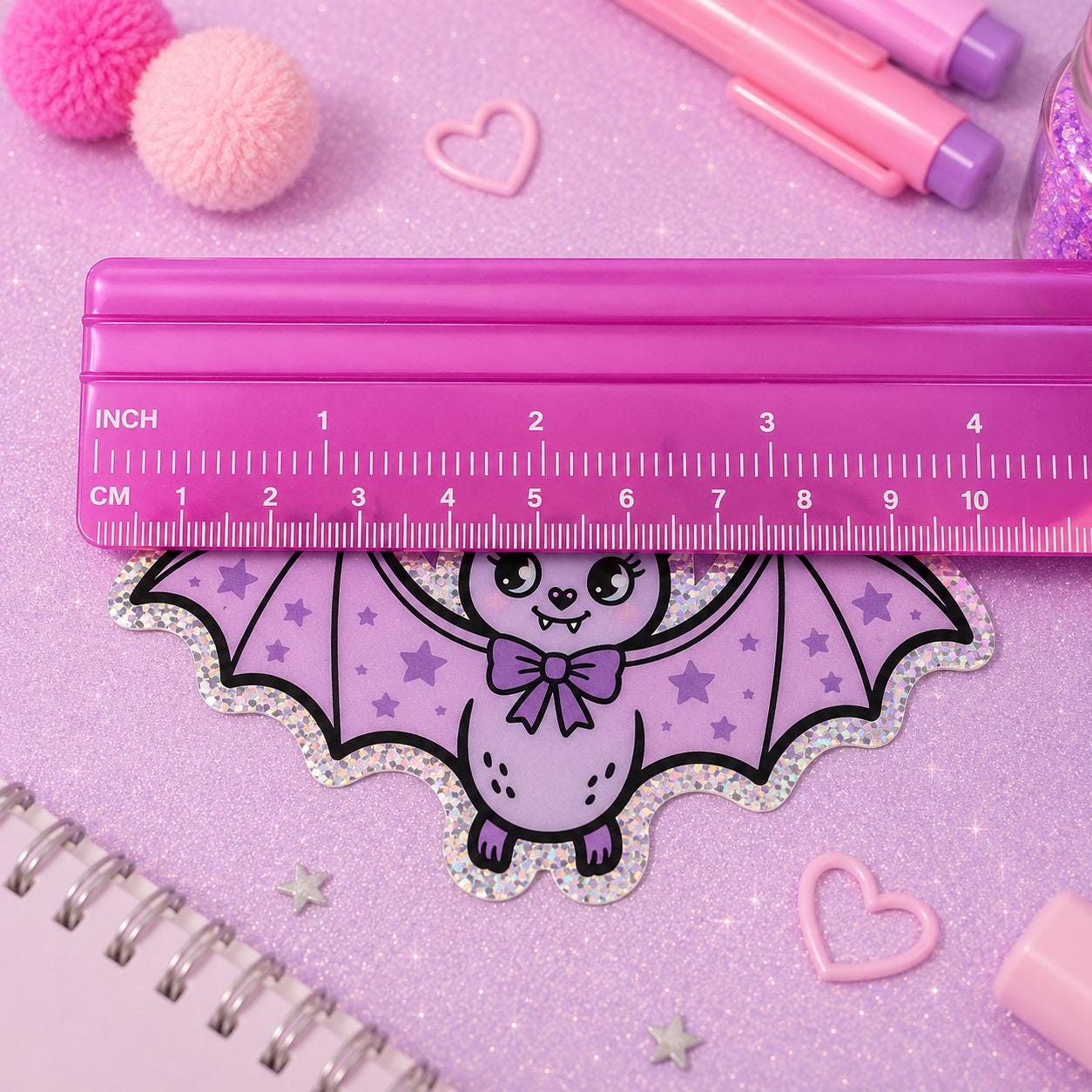 Pastel Bat Sticker, Glitter Waterproof Sticker, Whimsigoth Gift for Nature Lovers