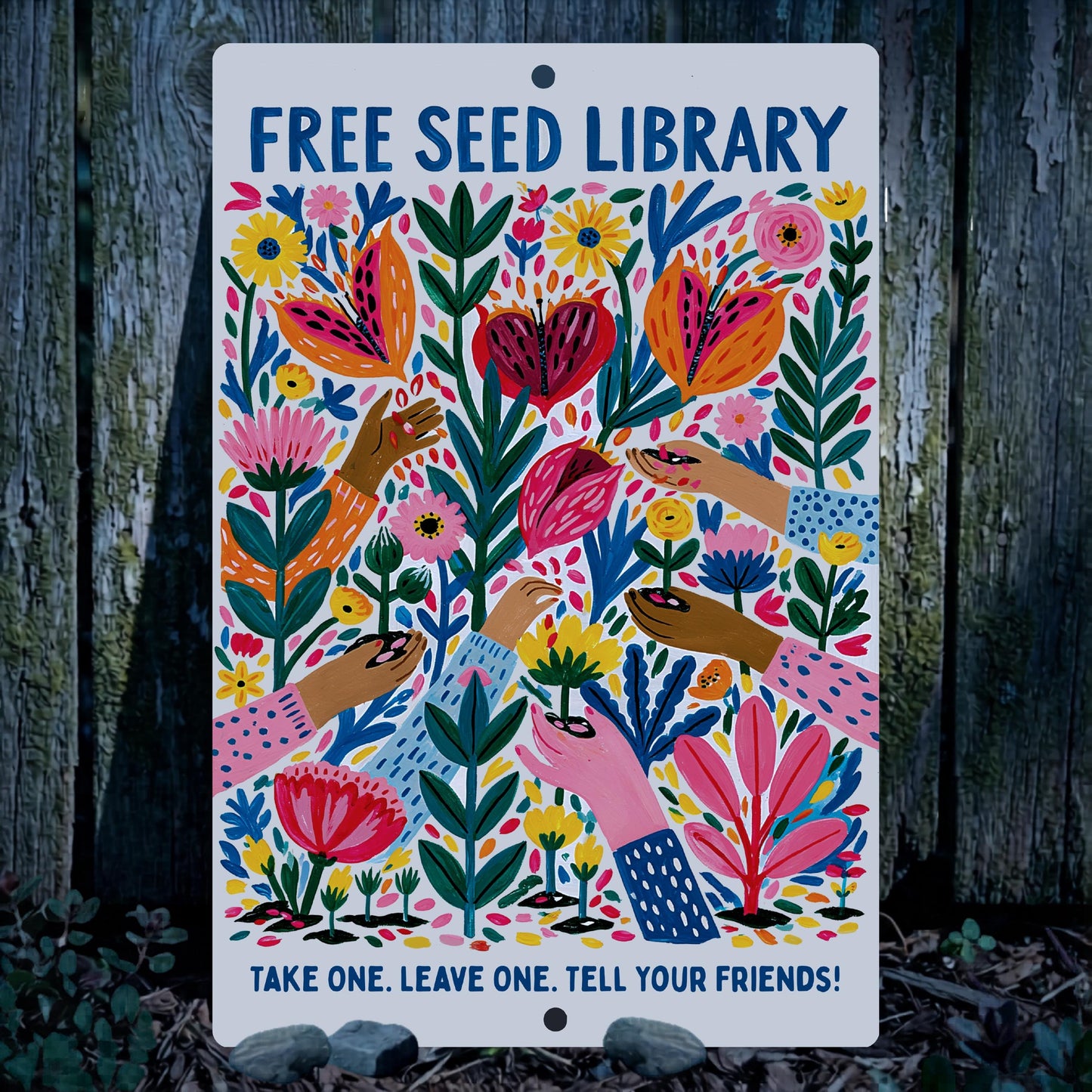 Free Seed Library Metal Sign - Outdoor Rated Garden Decor - Gift for Gardener