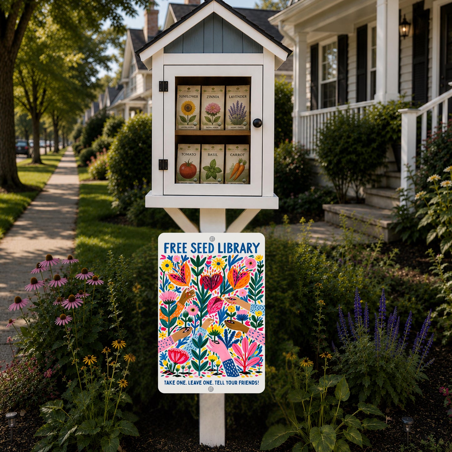 Free Seed Library Metal Sign - Outdoor Rated Garden Decor - Gift for Gardener