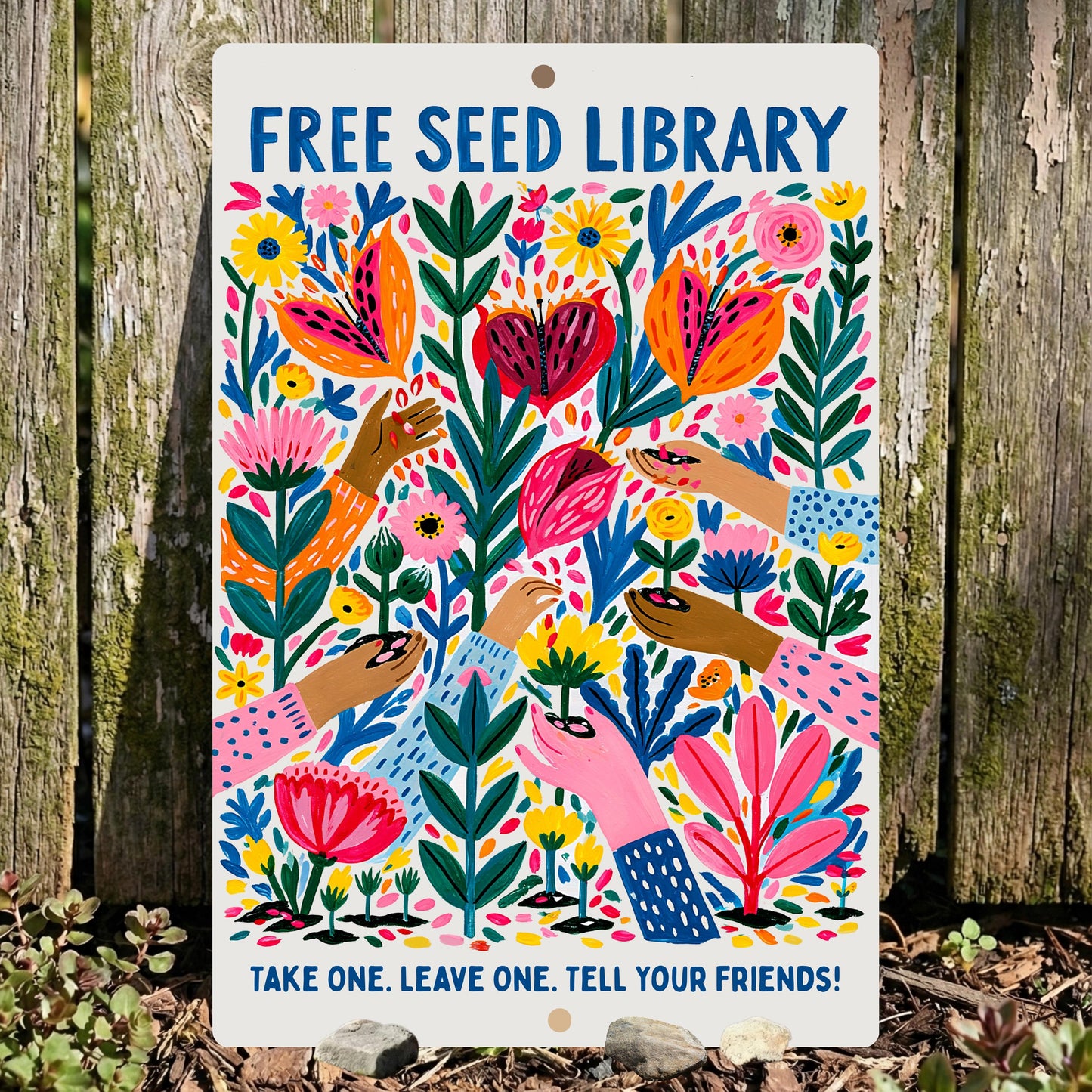 Free Seed Library Metal Sign - Outdoor Rated Garden Decor - Gift for Gardener