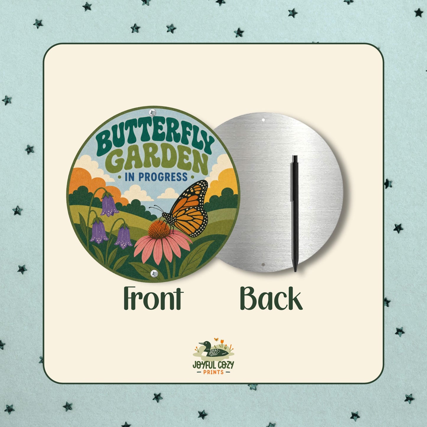 Pollinator Garden Round Metal Sign