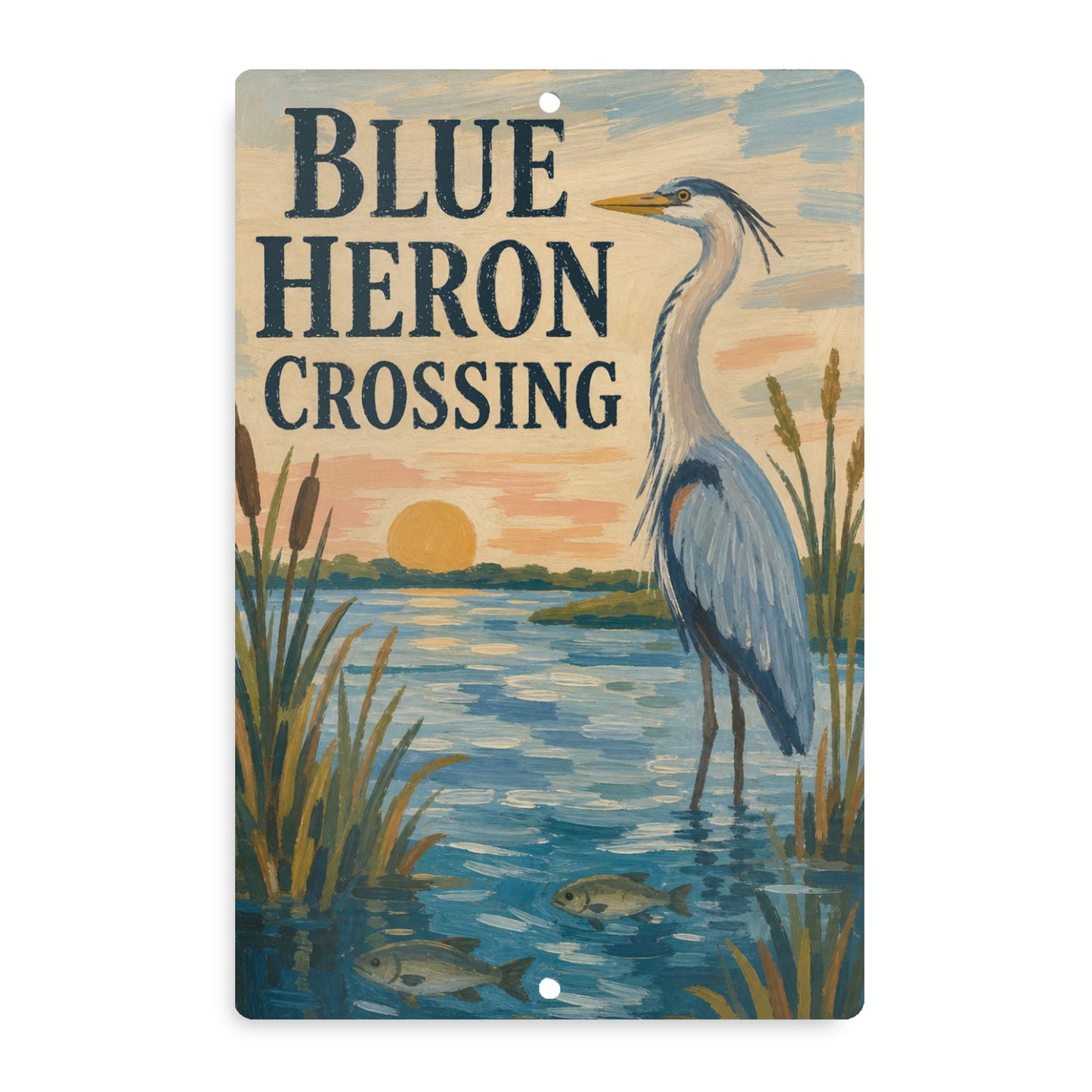 Blue Heron Crossing Metal Sign