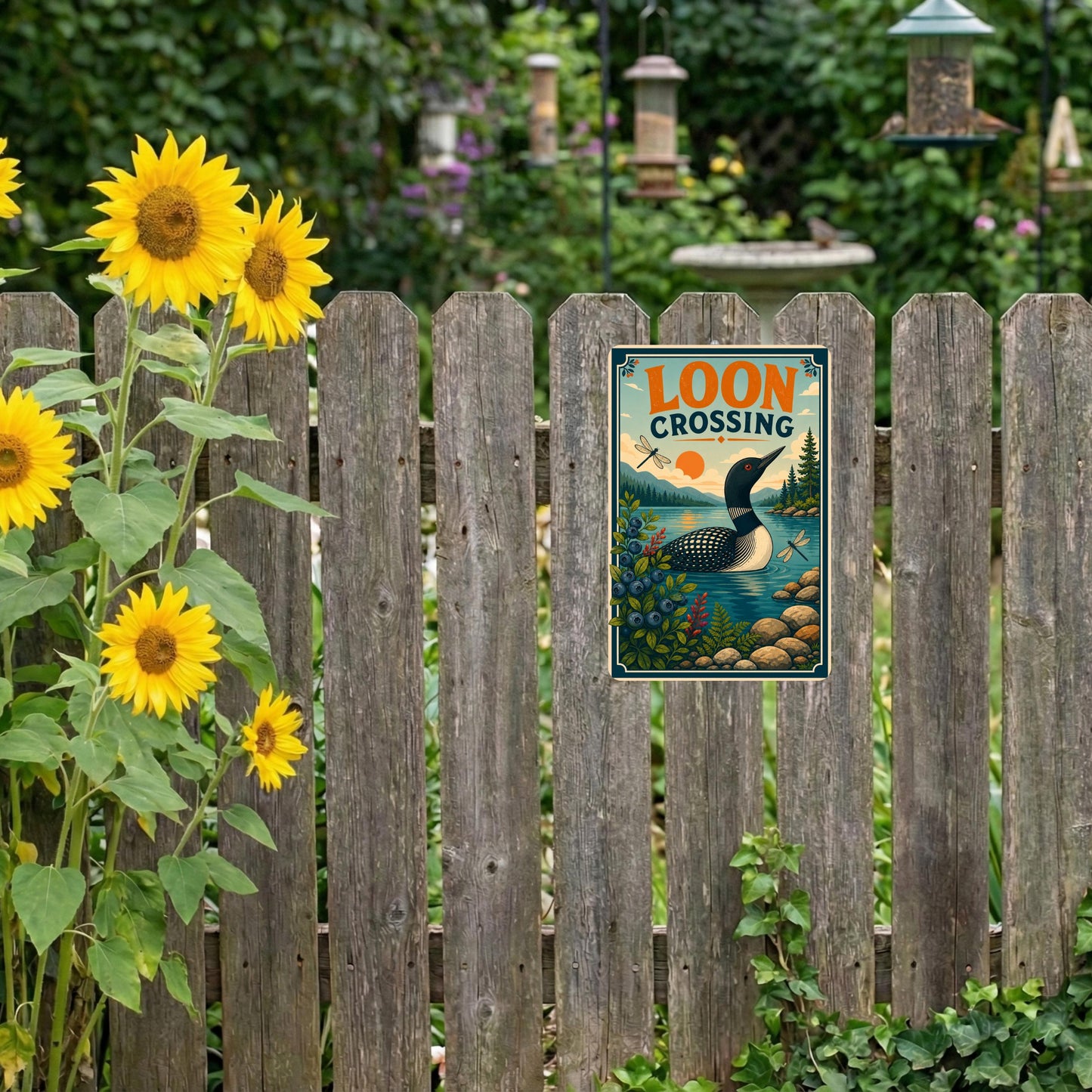 Loon Crossing Metal Sign