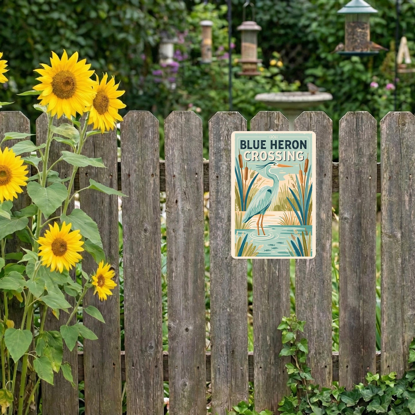 Blue Heron Crossing Metal Sign
