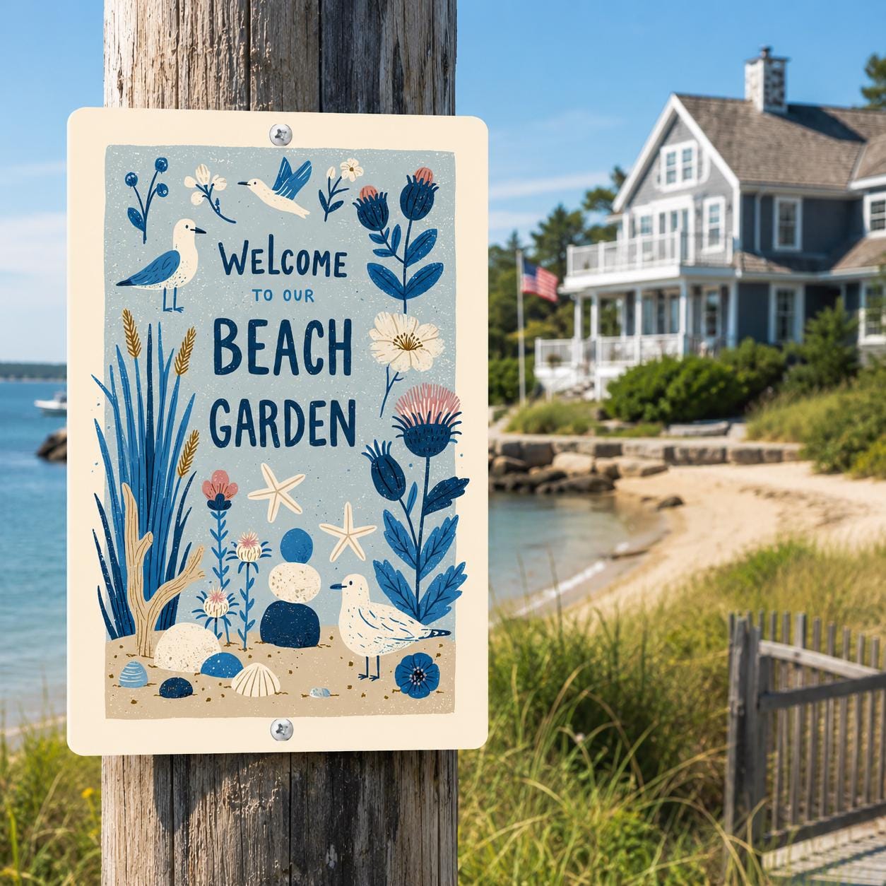 Beach Garden Metal Sign