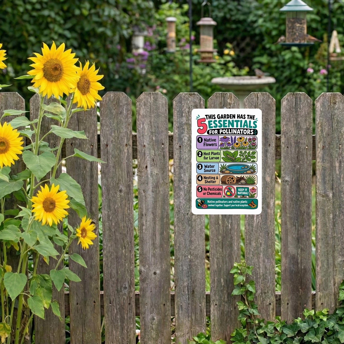 5 Essentials for Pollinators Metal Sign