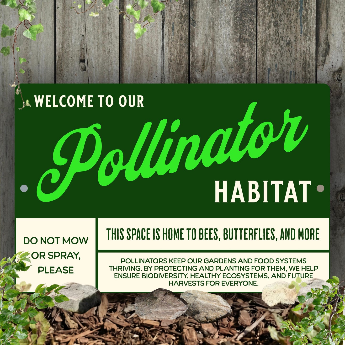 Welcome to Our Pollinator Habitat Metal Sign