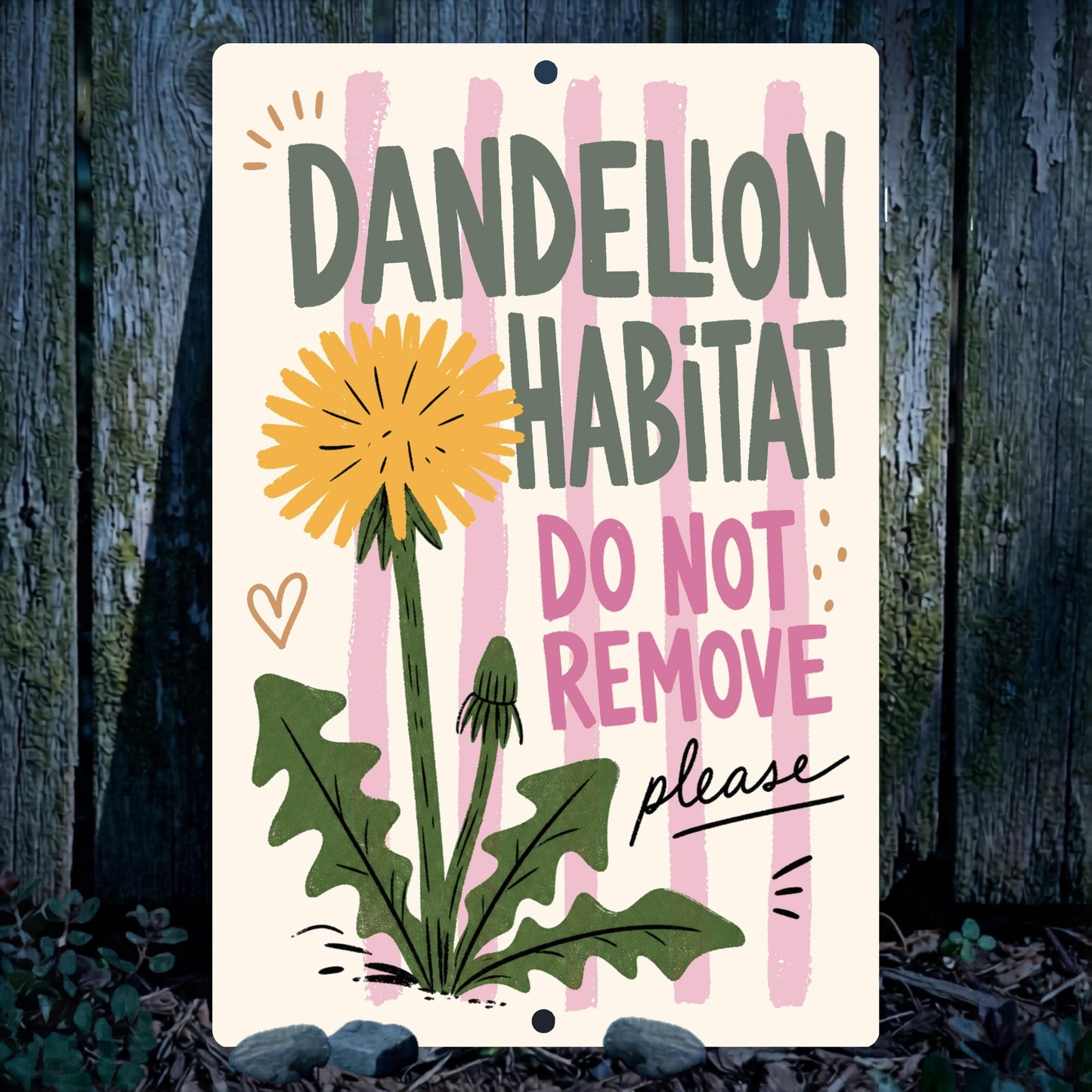 Dandelion Habitat Striped Metal Sign