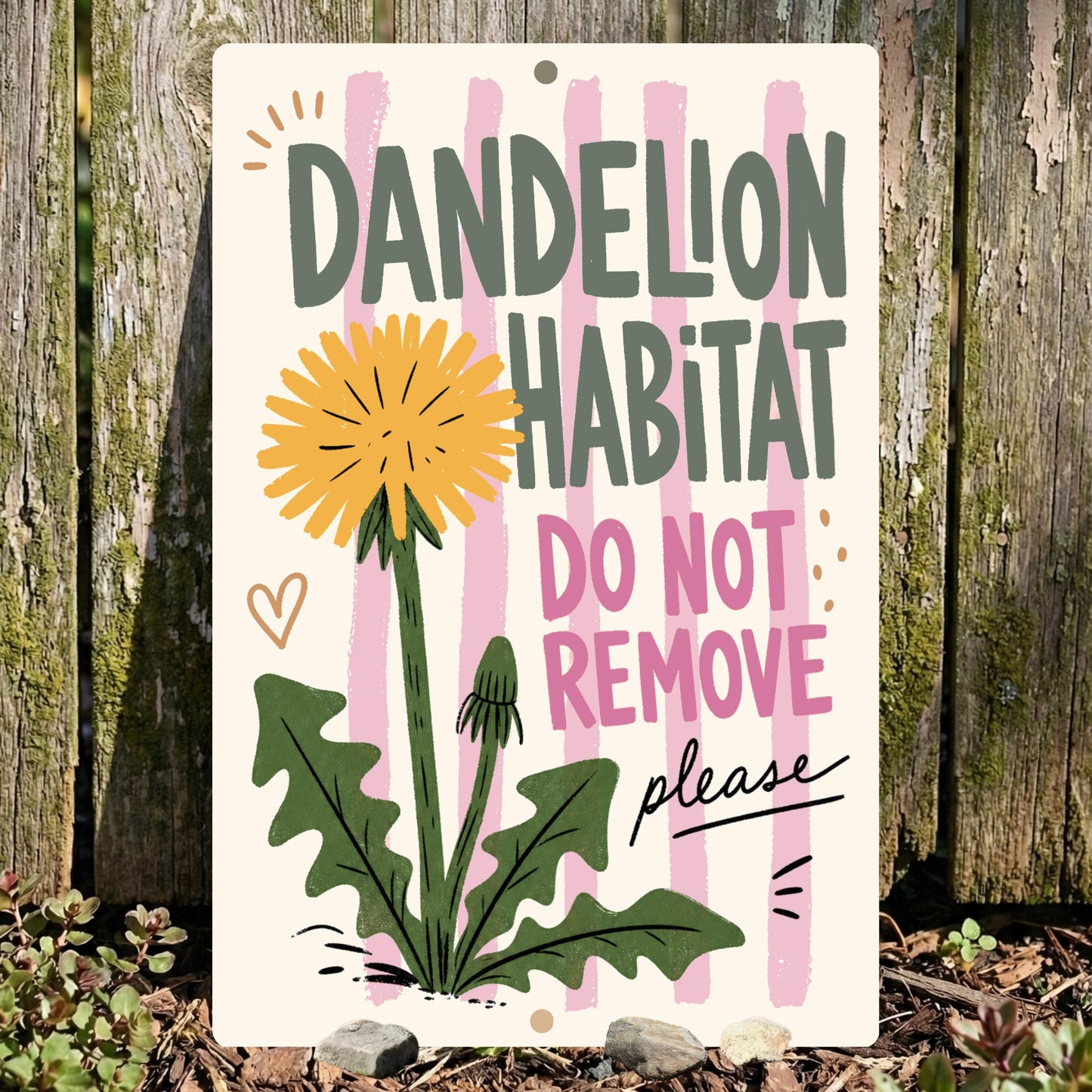Dandelion Habitat Striped Metal Sign