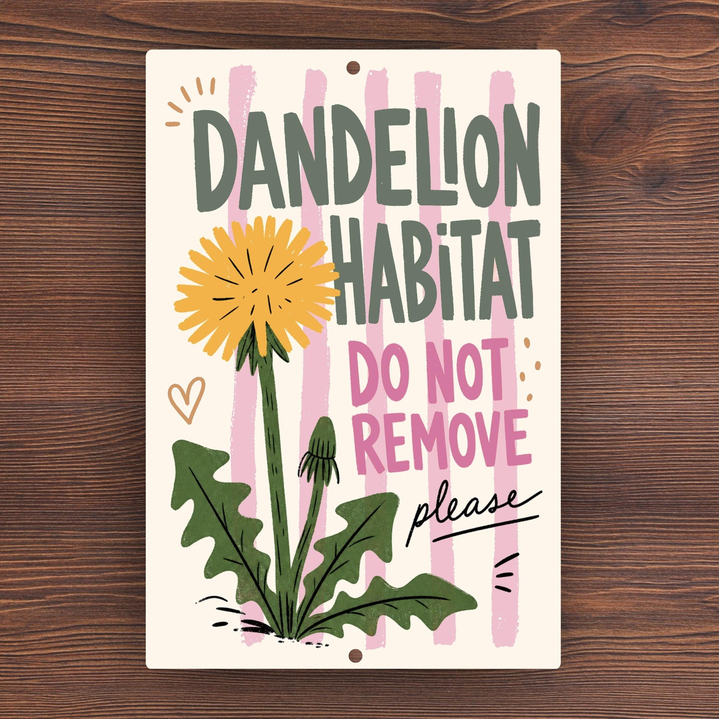 Dandelion Habitat Striped Metal Sign