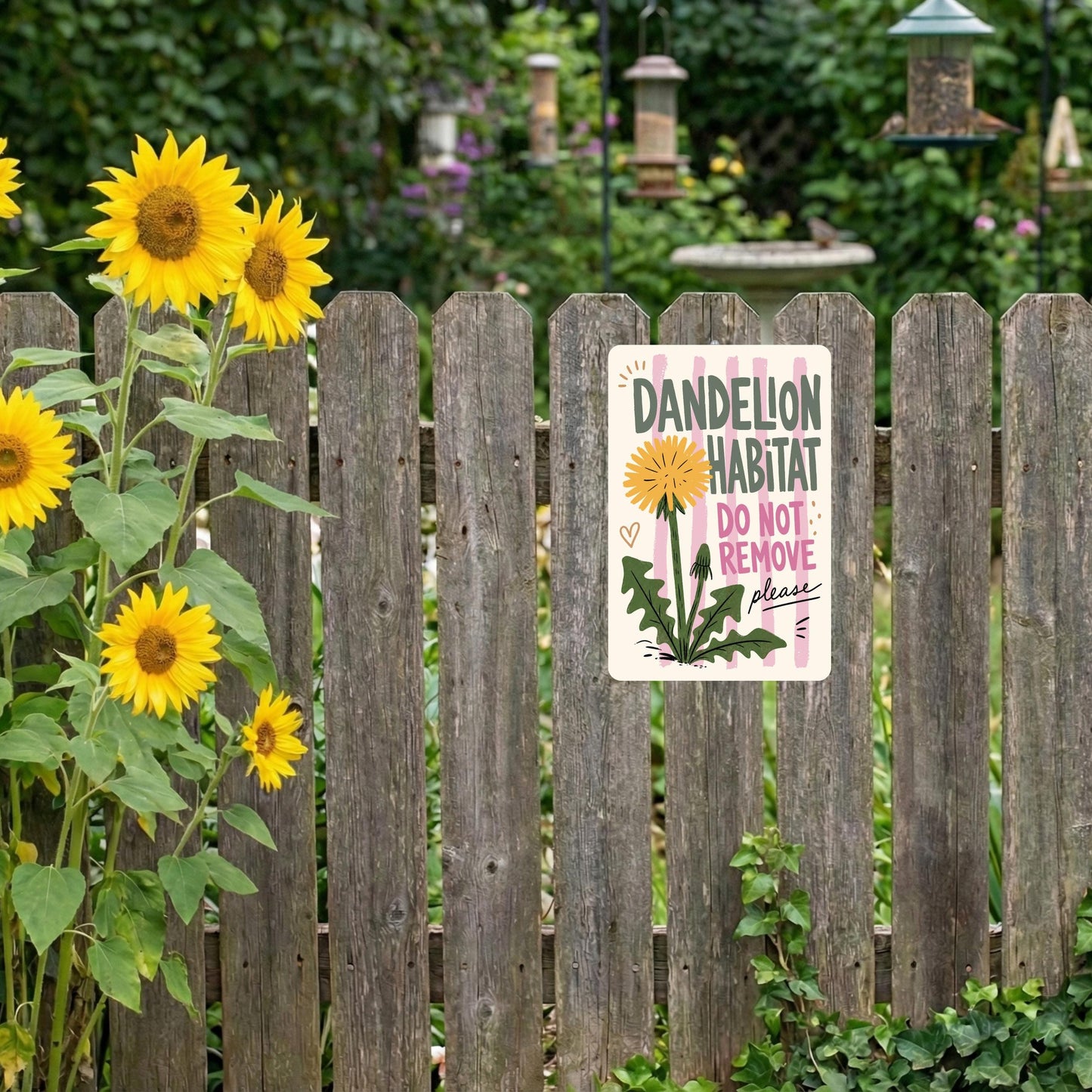 Dandelion Habitat Striped Metal Sign
