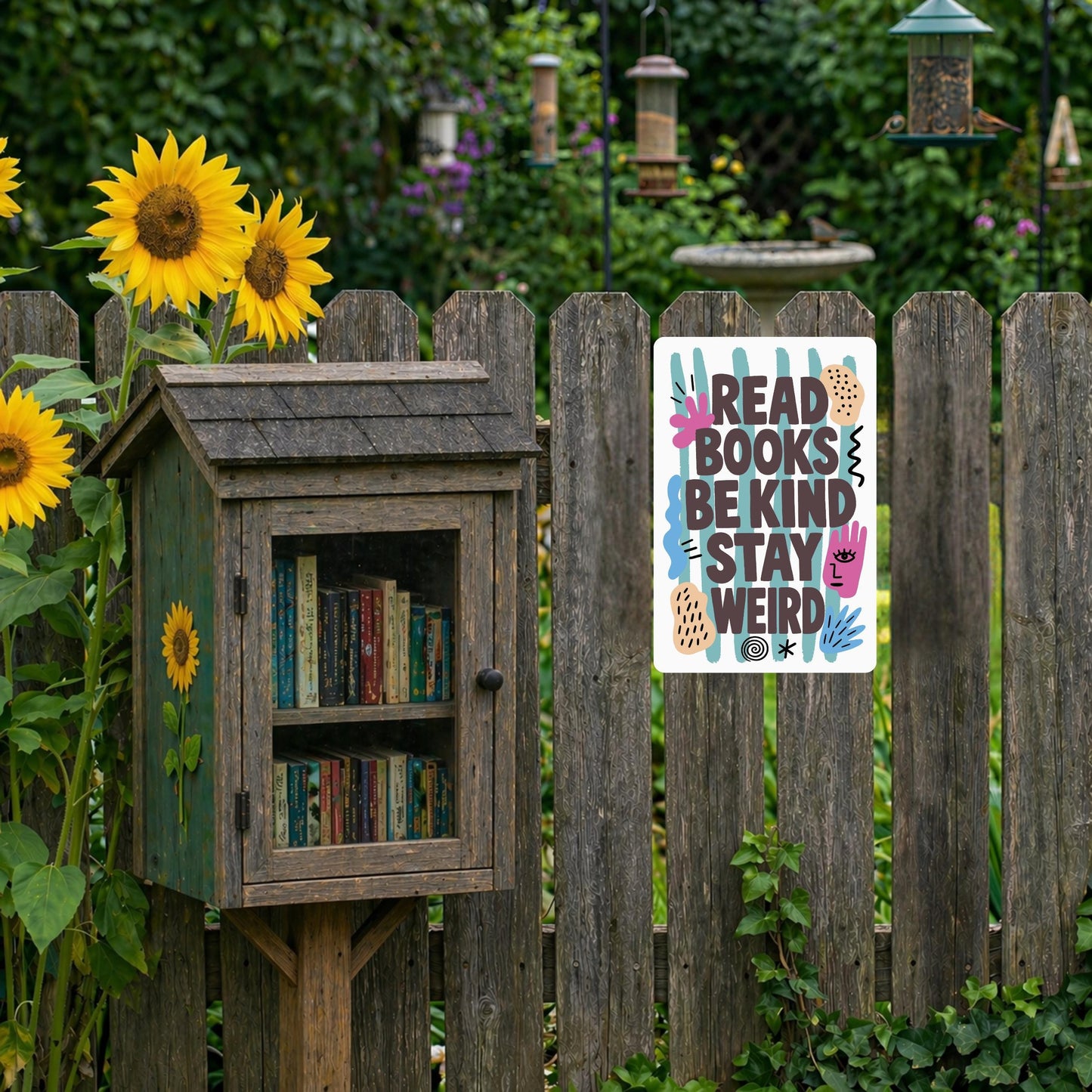 Abstract Read Books Metal Sign - Outdoor Yard Art Decor - Gift for Librarian