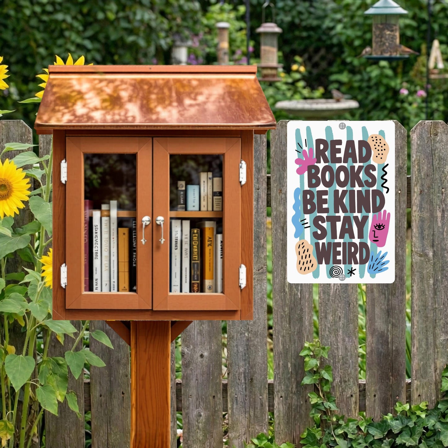Abstract Read Books Metal Sign - Outdoor Yard Art Decor - Gift for Librarian