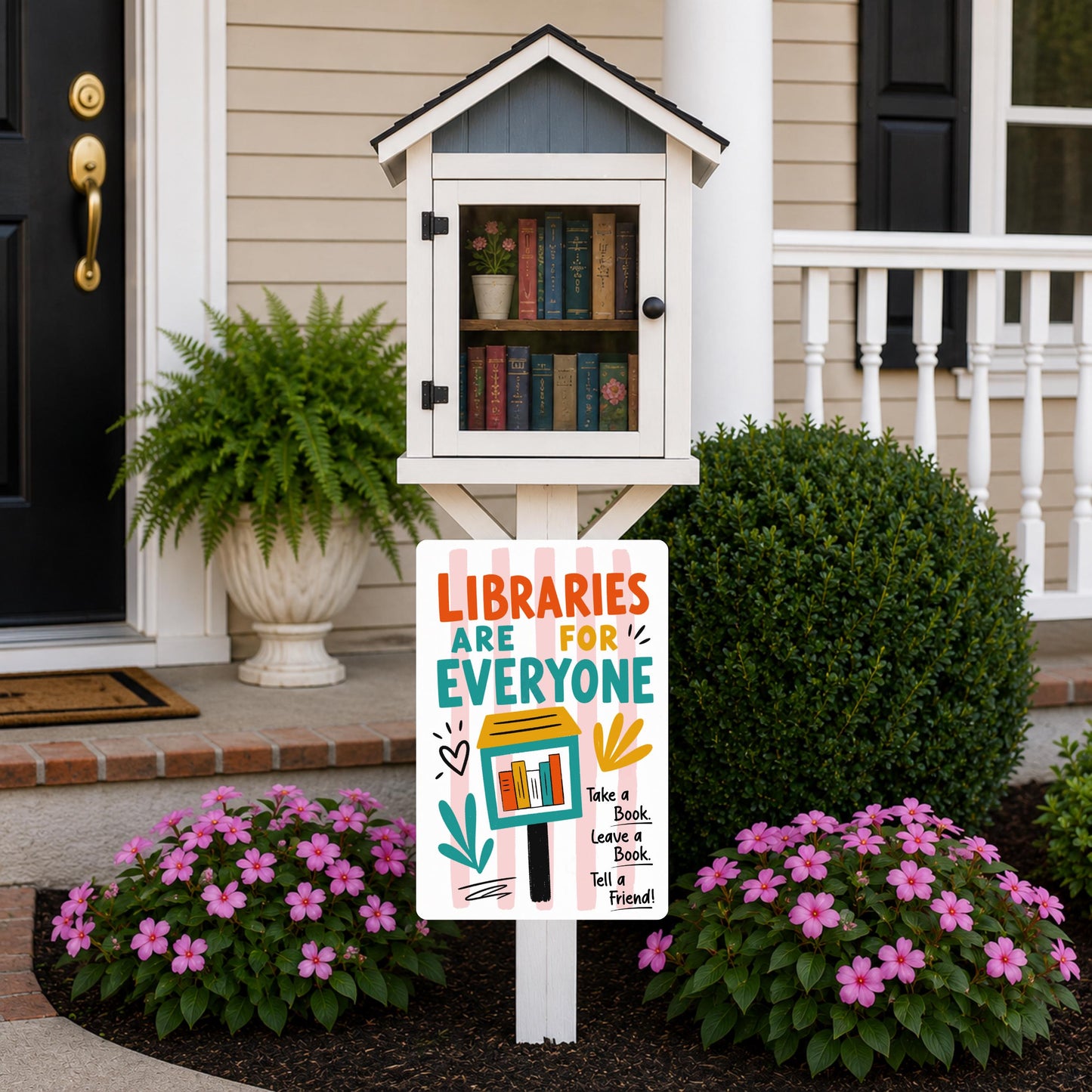 Libraries Are For Everyone Metal Sign - Outdoor Yard Art Decor - Gift for Librarian