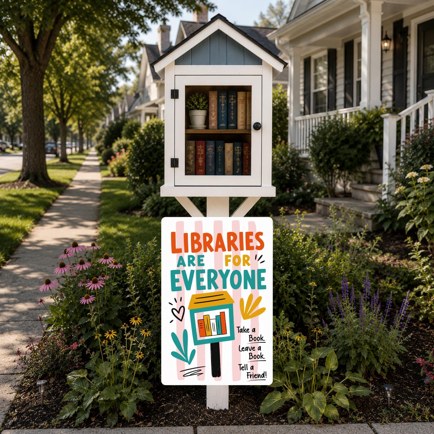 Libraries Are For Everyone Metal Sign - Outdoor Yard Art Decor - Gift for Librarian