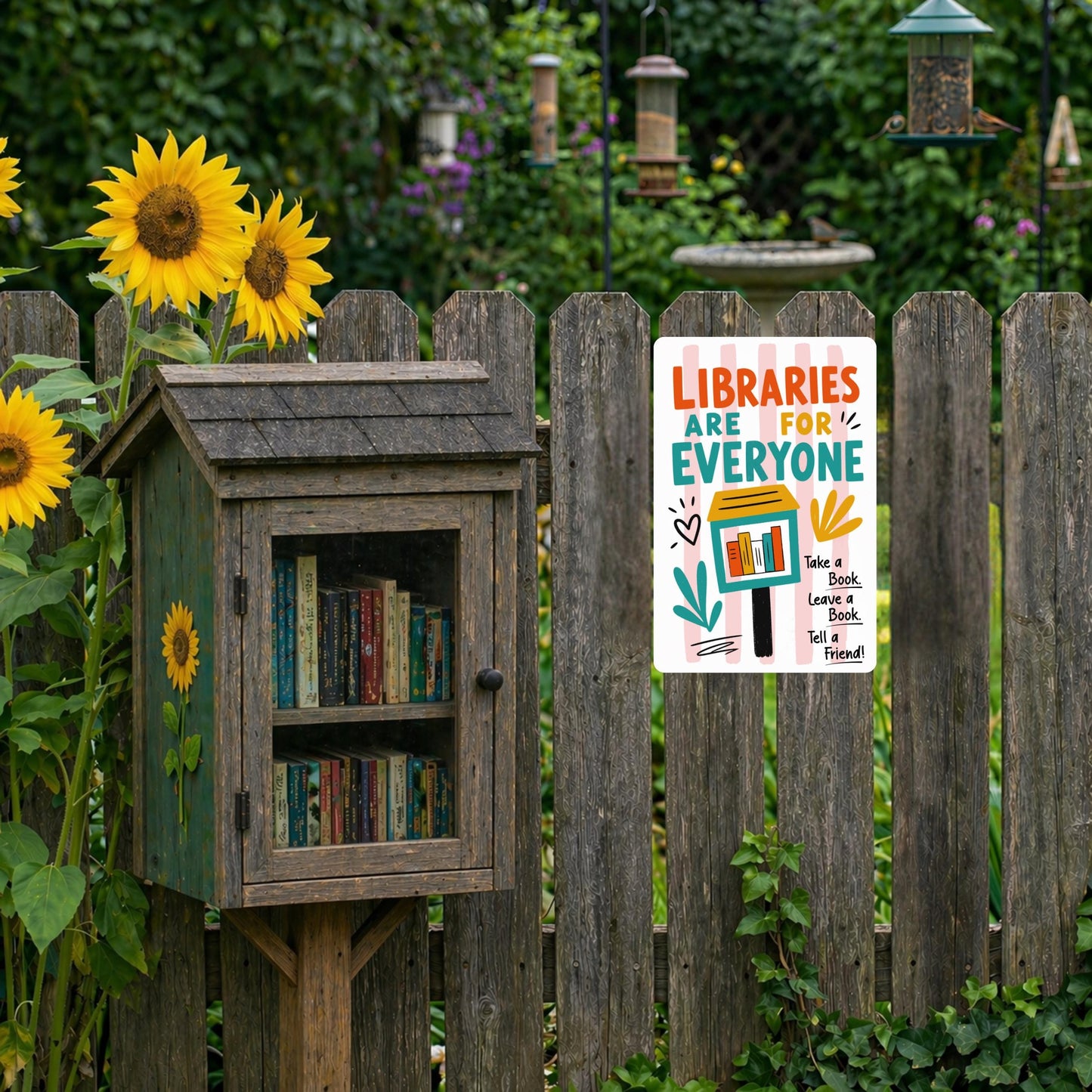 Libraries Are For Everyone Metal Sign - Outdoor Yard Art Decor - Gift for Librarian