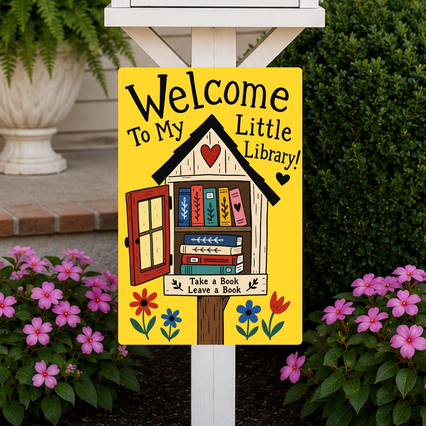 Welcome to my Library Metal Sign - Outdoor Yard Art Decor - Gift for Librarians