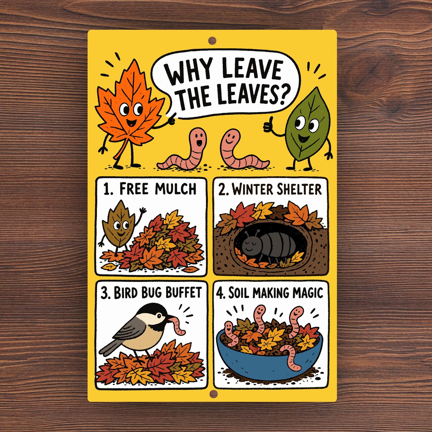 Why Leave the Leaves Metal Sign - Outdoor Yard Art Decor - Gift for Gardener