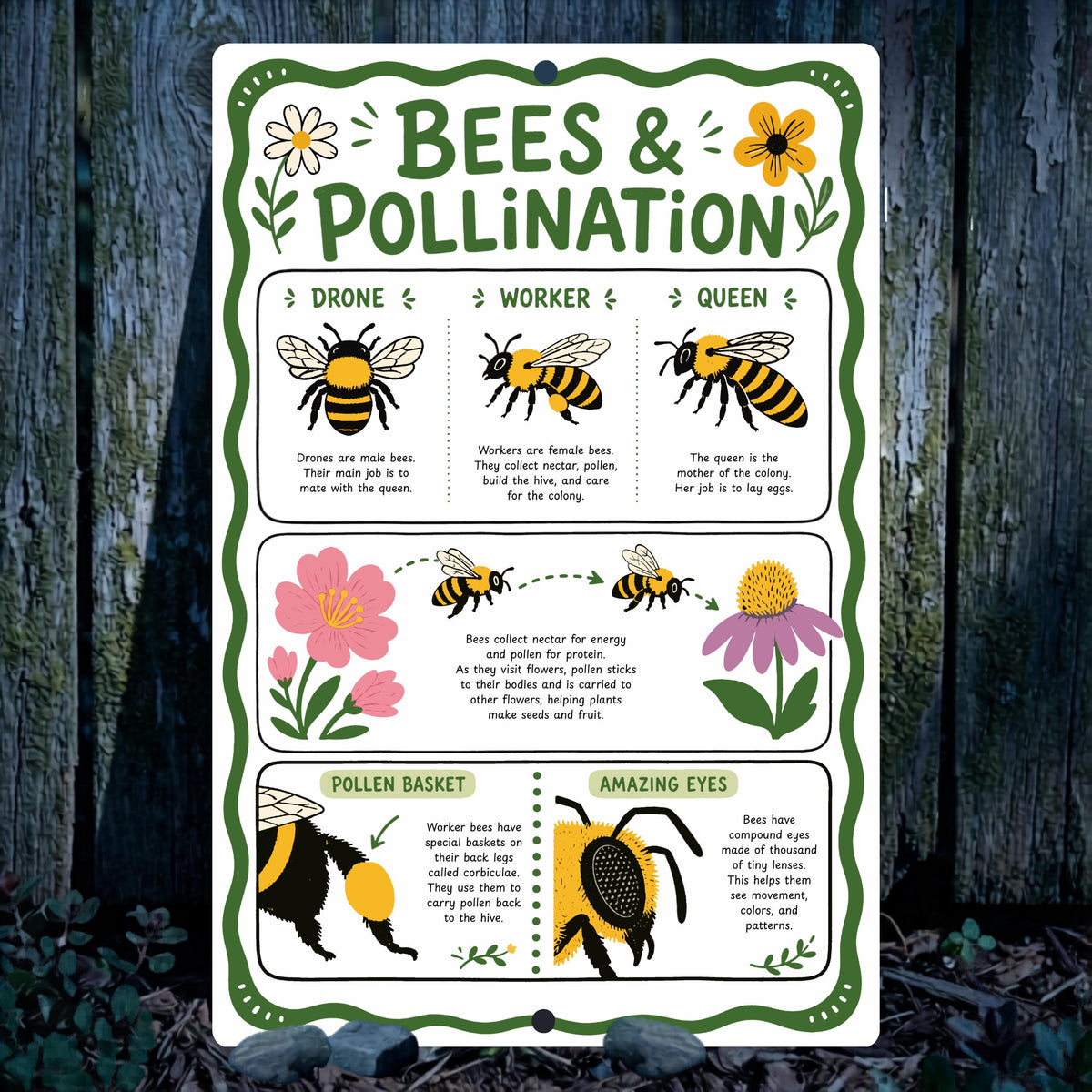 Bees & Pollination Metal Sign
