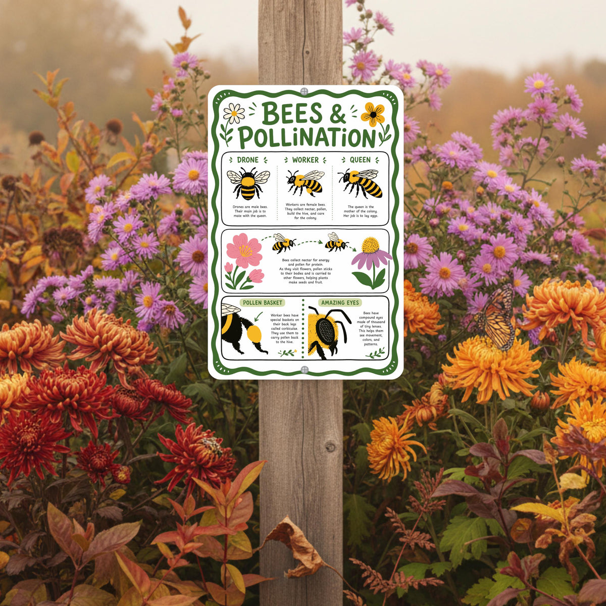 Bees & Pollination Metal Sign