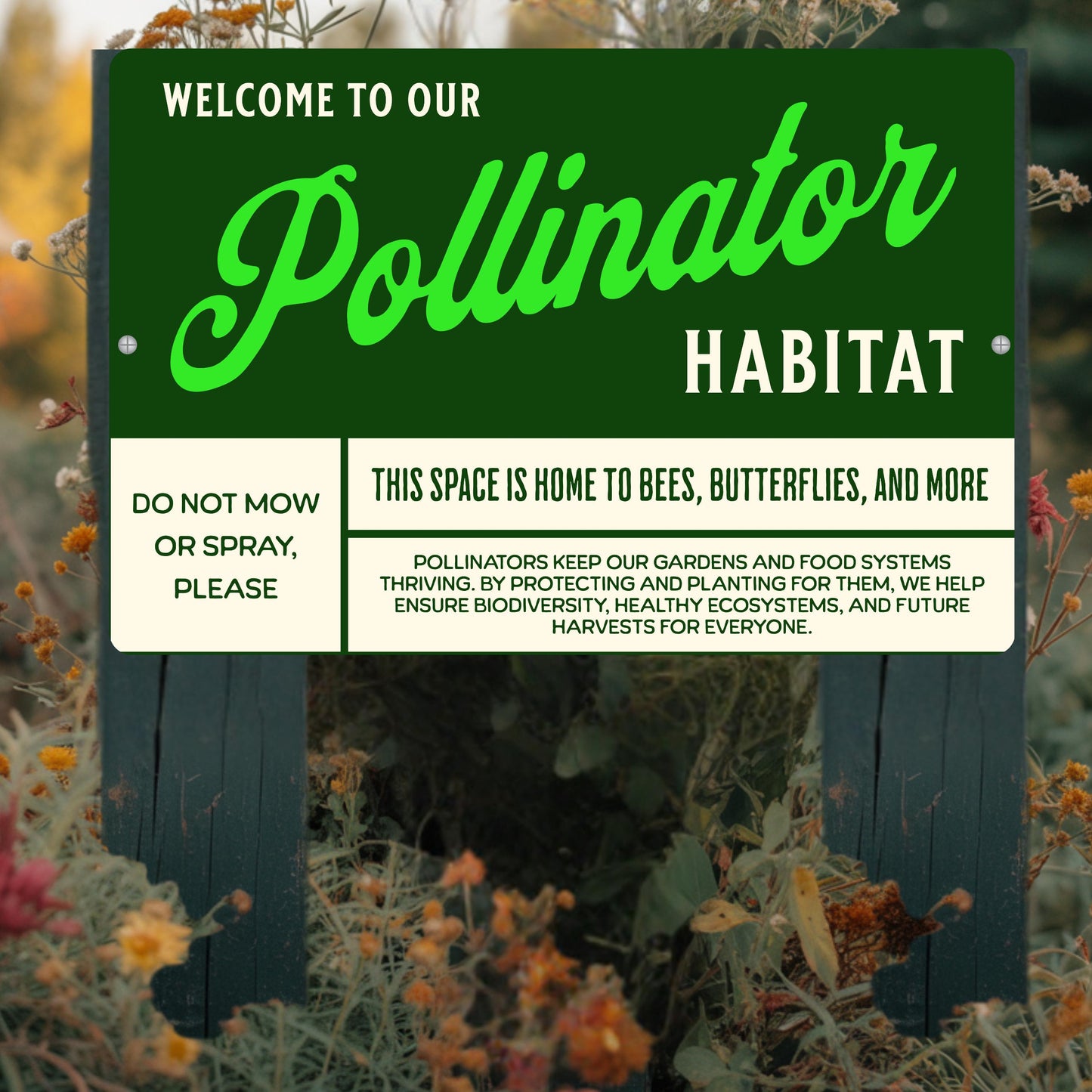 Welcome to Our Pollinator Habitat Metal Sign