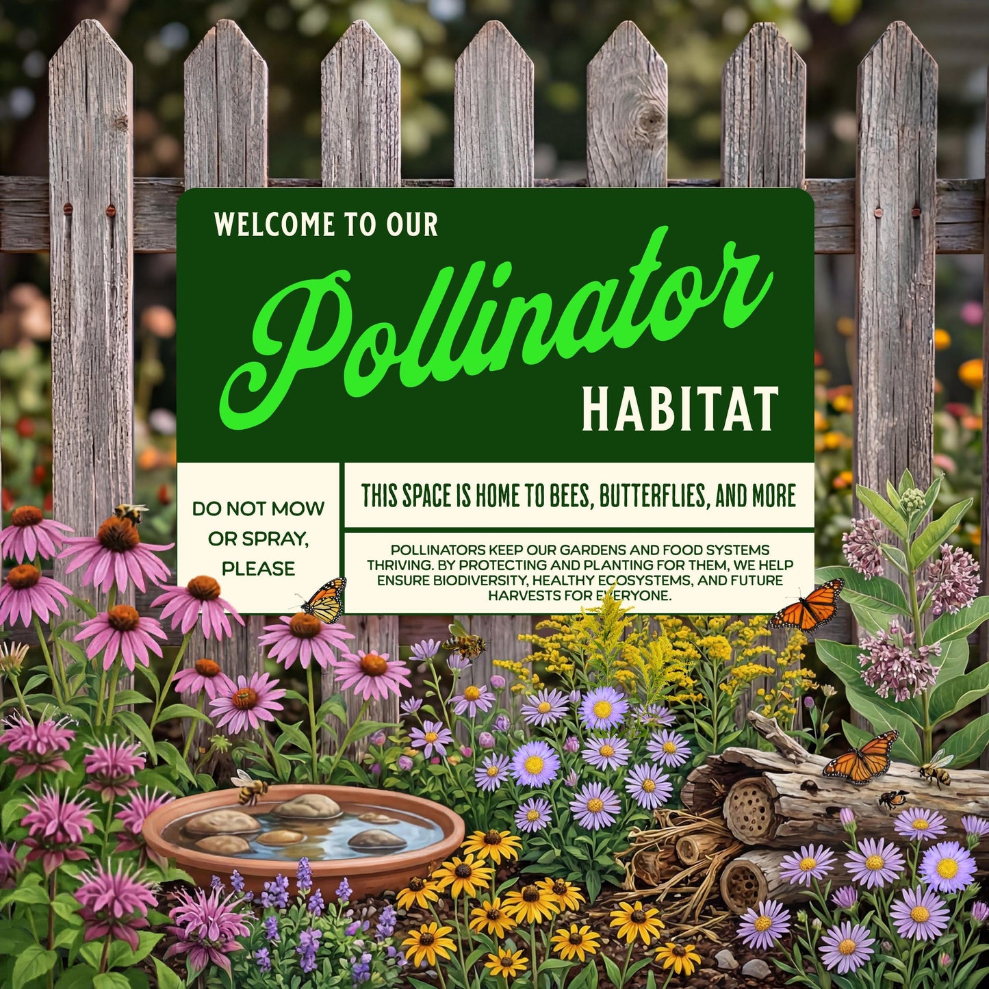 Welcome to Our Pollinator Habitat Metal Sign