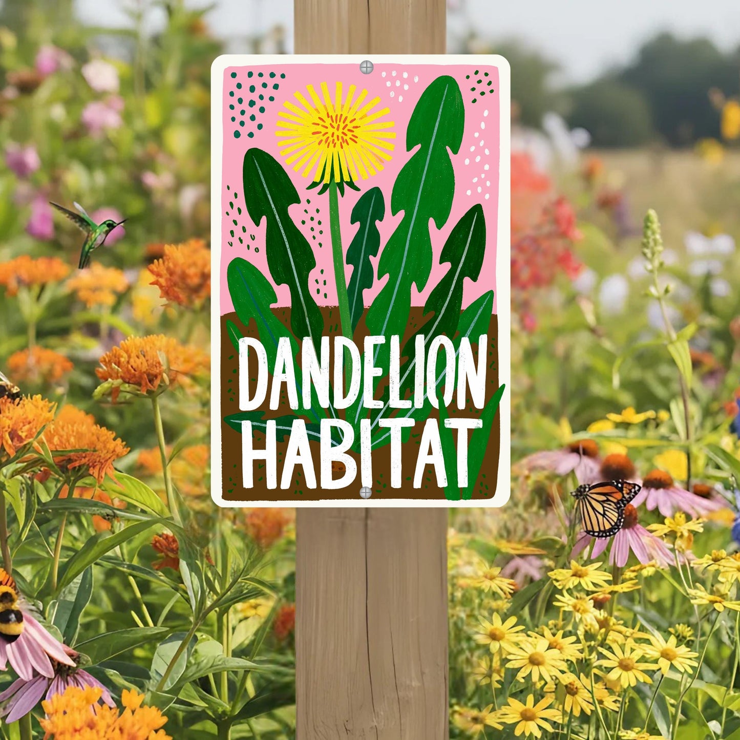 Dandelion Habitat Metal Sign