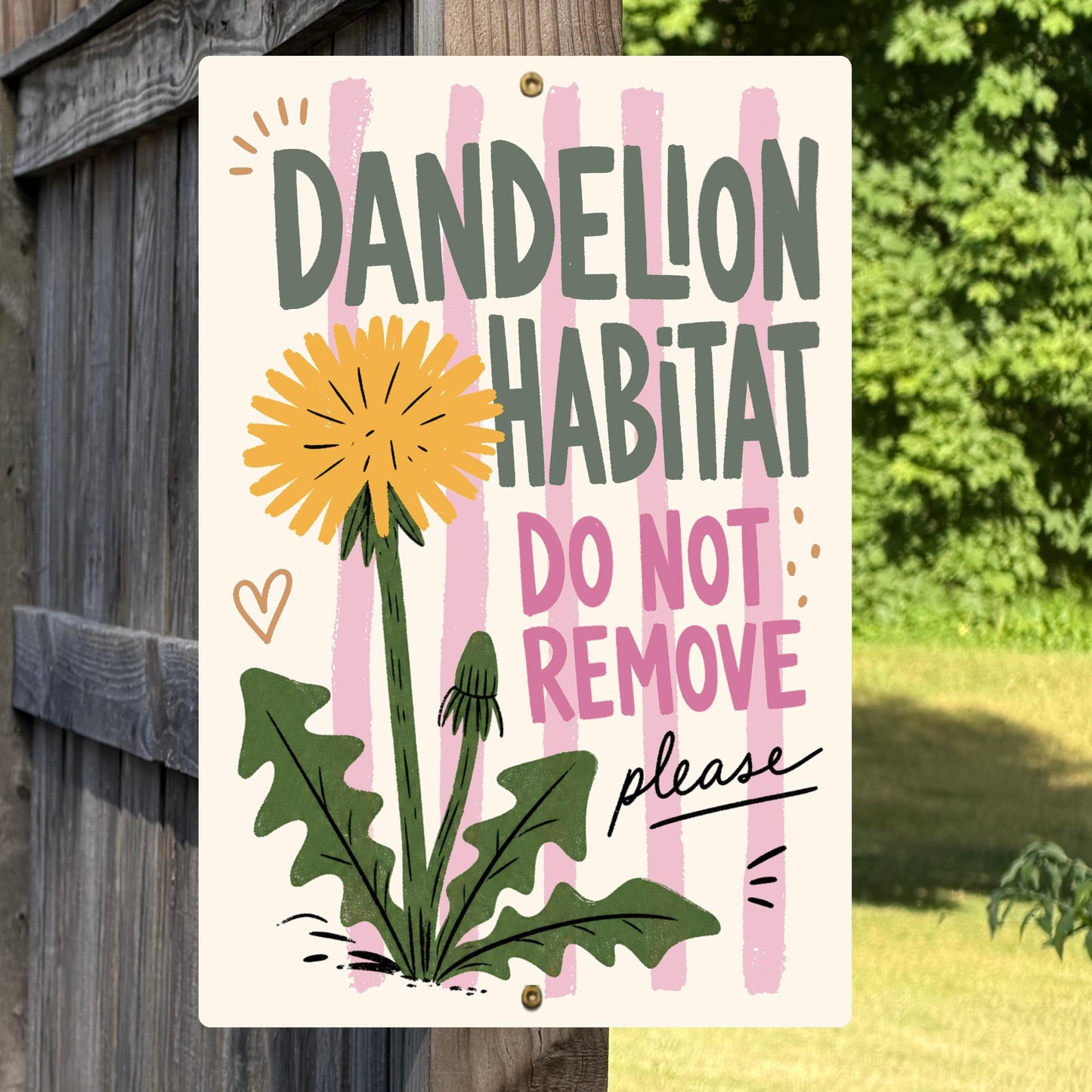Dandelion Habitat Striped Metal Sign