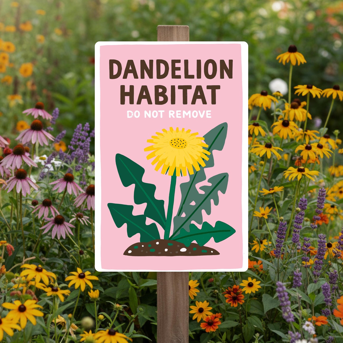 Dandelion Habitat Do Not Remove Metal Sign