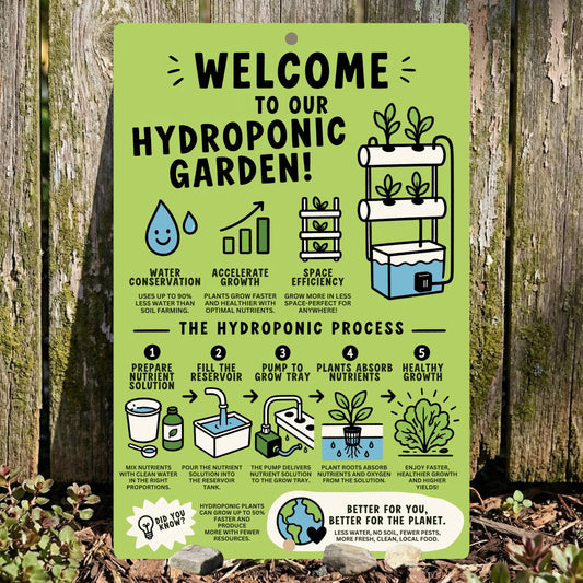 Hydroponic Garden Metal Sign - Outdoor Yard Art Decor - Gift for Gardener