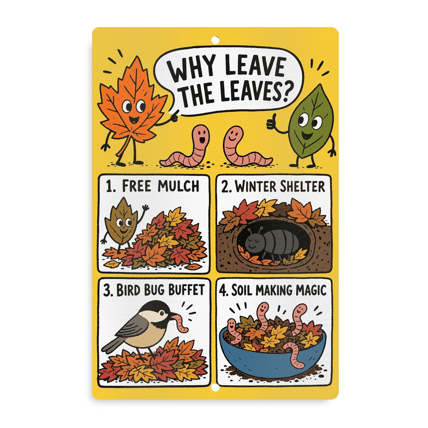 Why Leave the Leaves Metal Sign - Outdoor Yard Art Decor - Gift for Gardener