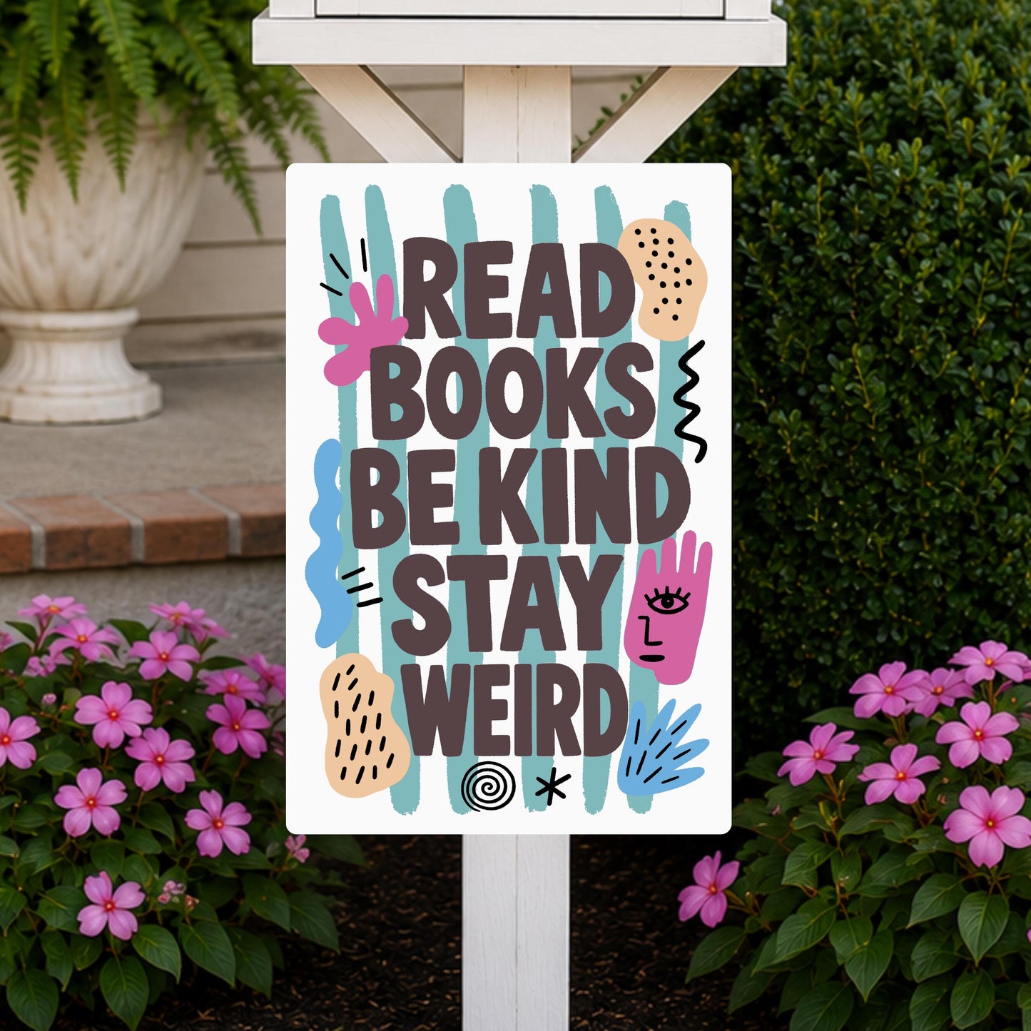 Abstract Read Books Metal Sign - Outdoor Yard Art Decor - Gift for Librarian