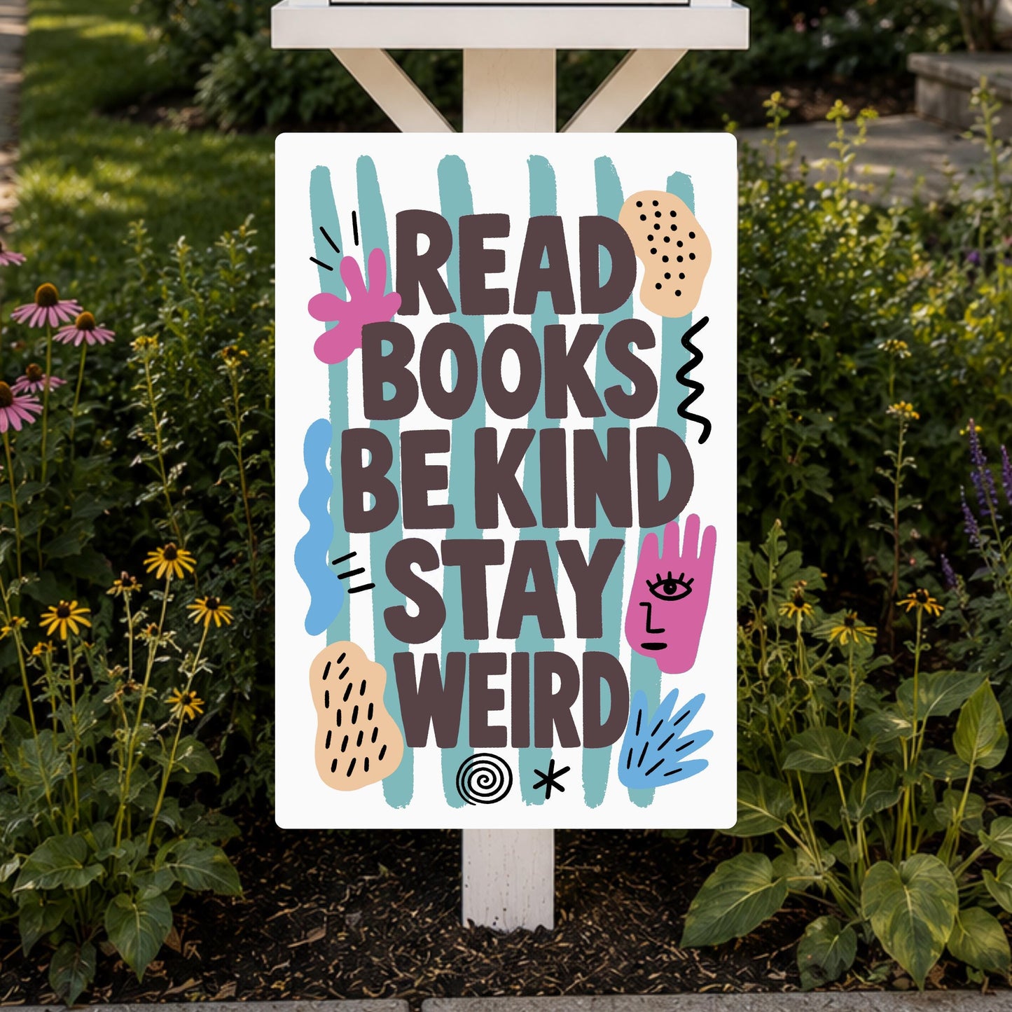 Abstract Read Books Metal Sign - Outdoor Yard Art Decor - Gift for Librarian