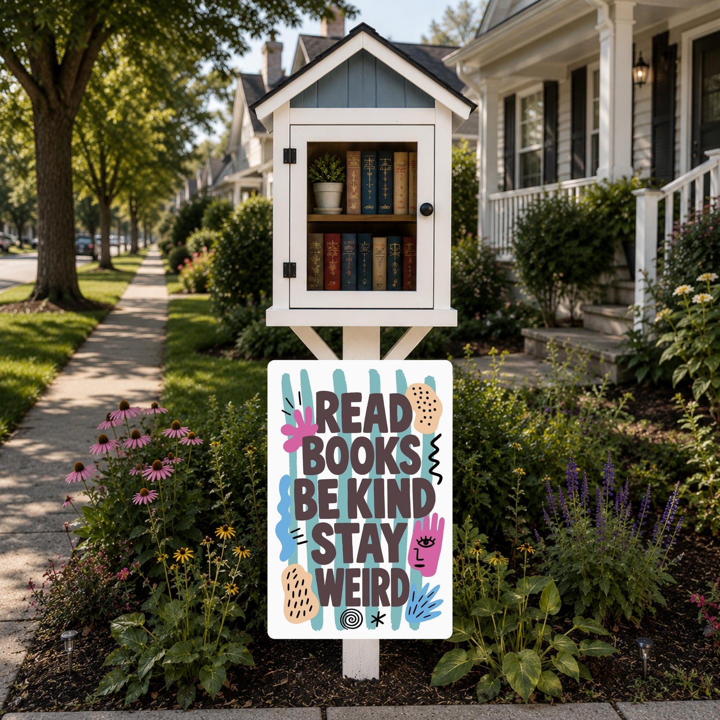 Abstract Read Books Metal Sign - Outdoor Yard Art Decor - Gift for Librarian