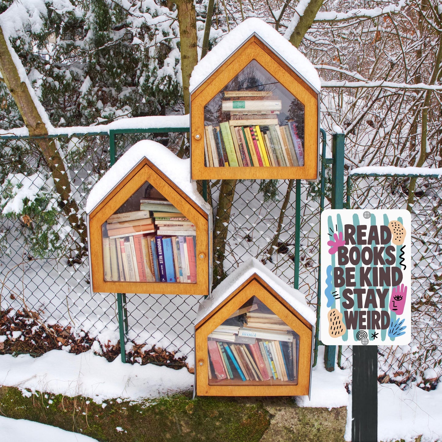 Abstract Read Books Metal Sign - Outdoor Yard Art Decor - Gift for Librarian