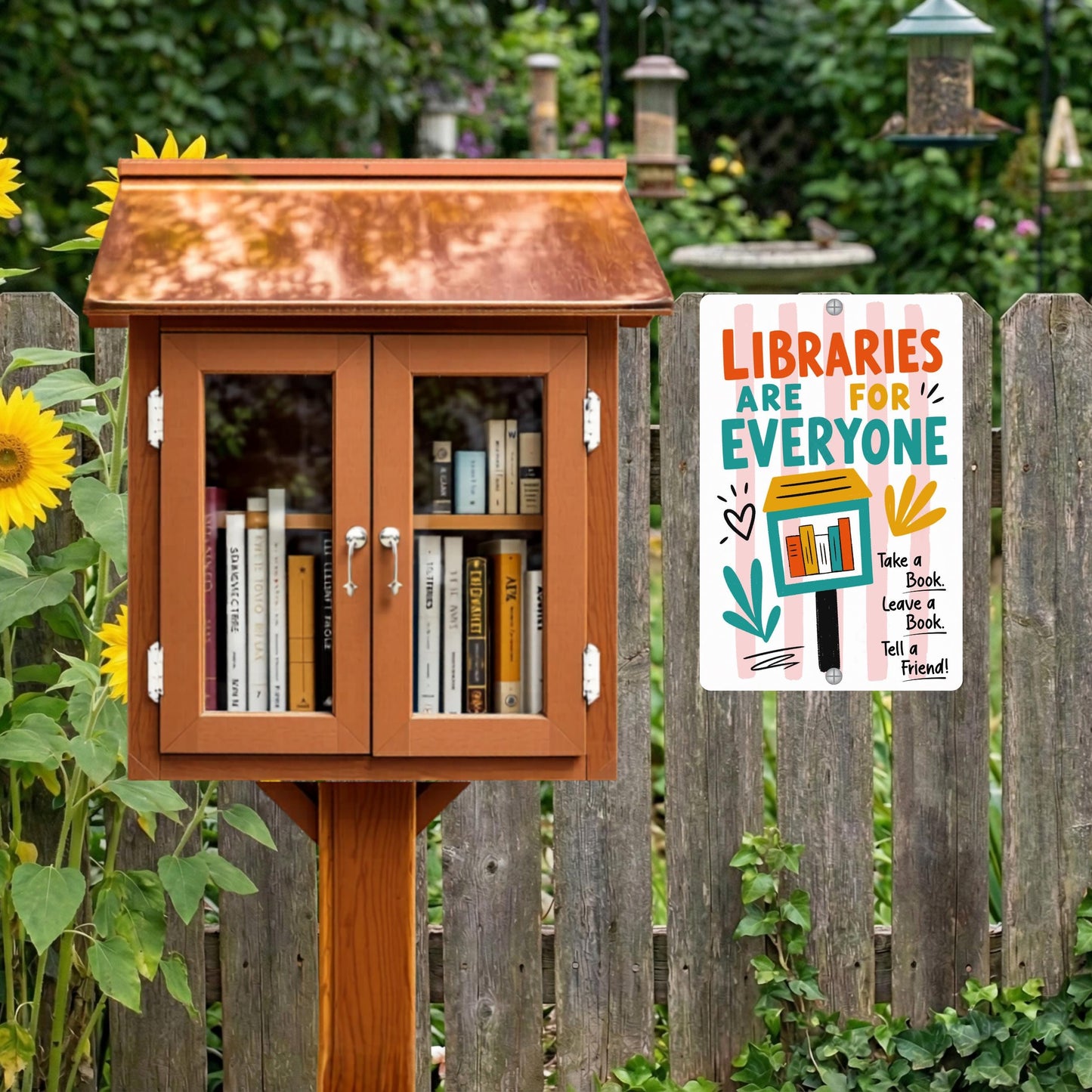 Libraries Are For Everyone Metal Sign - Outdoor Yard Art Decor - Gift for Librarian
