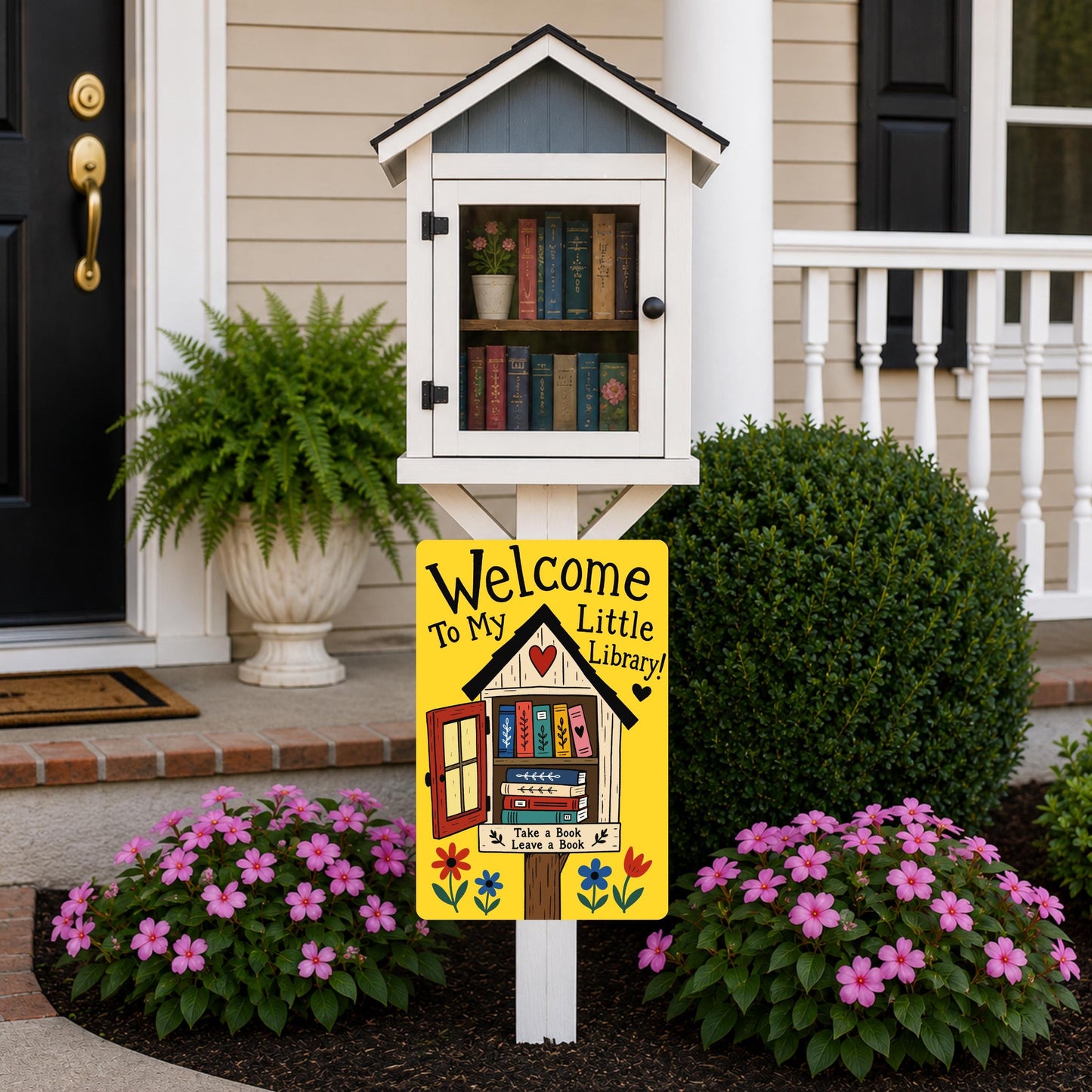 Welcome to my Library Metal Sign - Outdoor Yard Art Decor - Gift for Librarians