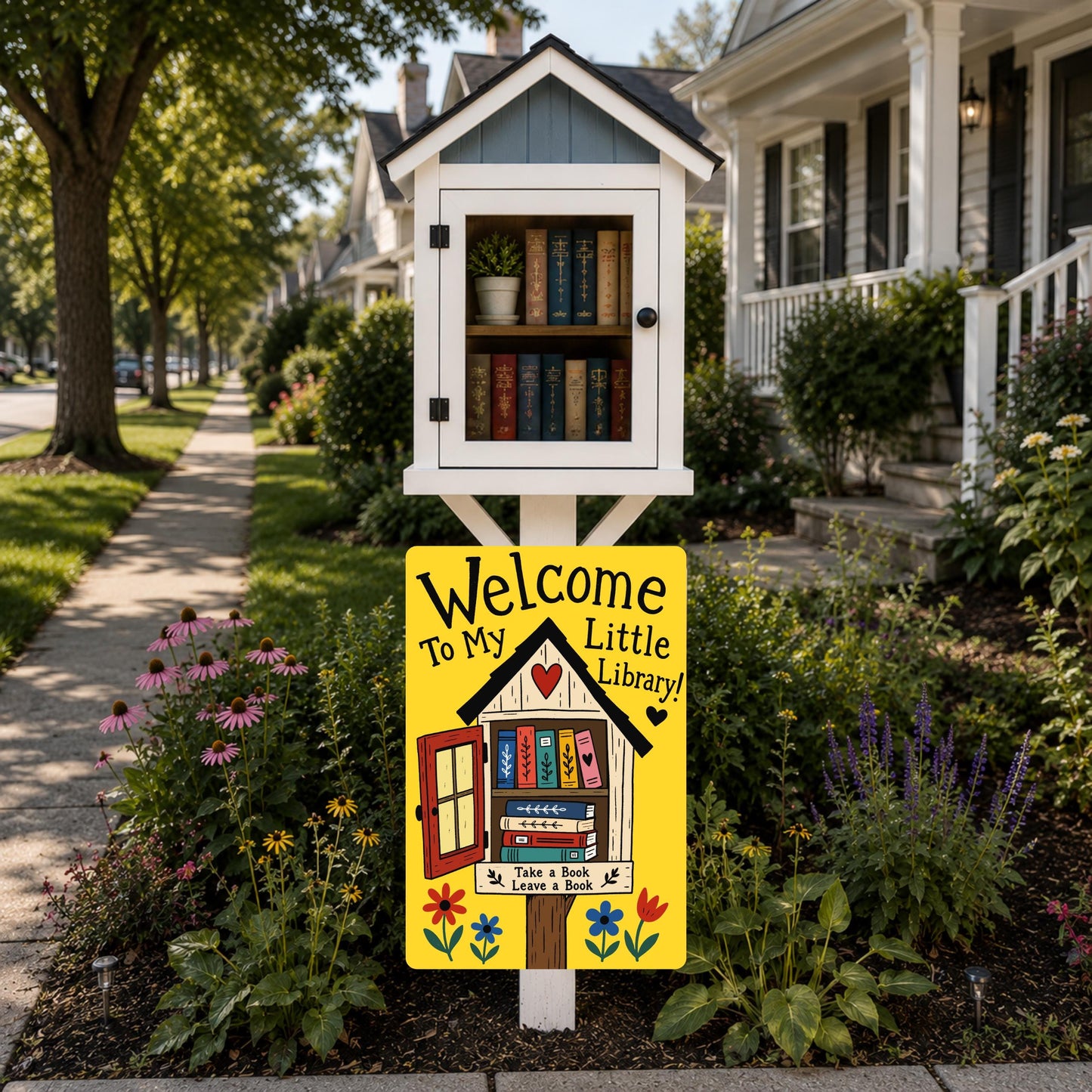 Welcome to my Library Metal Sign - Outdoor Yard Art Decor - Gift for Librarians