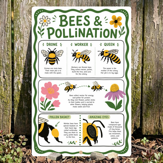Bees & Pollination Metal Sign
