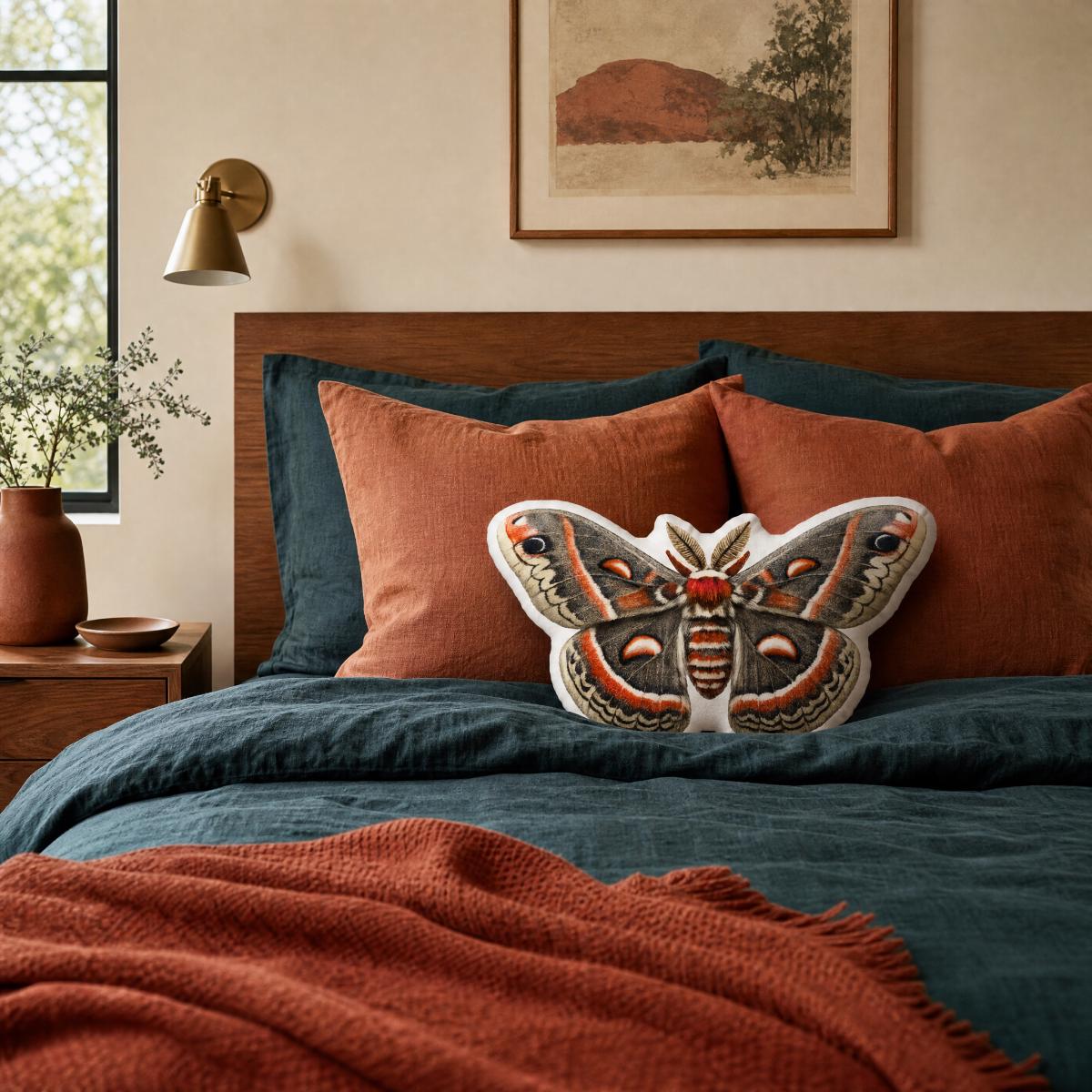 Cecropia Moth Pillow, 10x10 16x16 22x22, Whimsigoth Decor