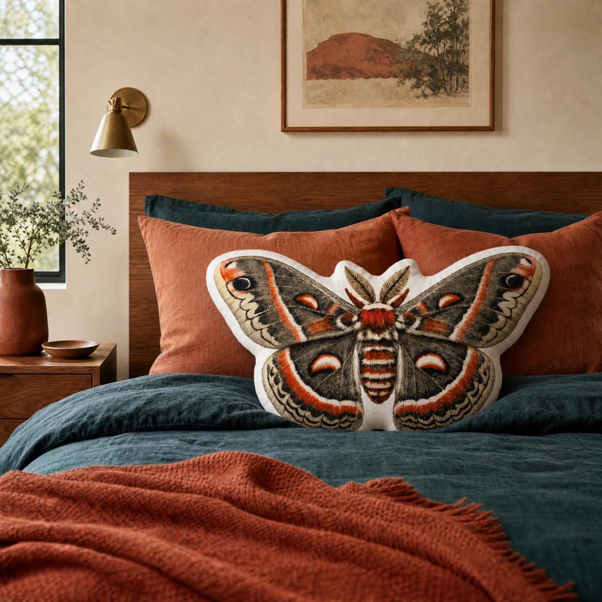 Cecropia Moth Pillow, 10x10 16x16 22x22, Whimsigoth Decor