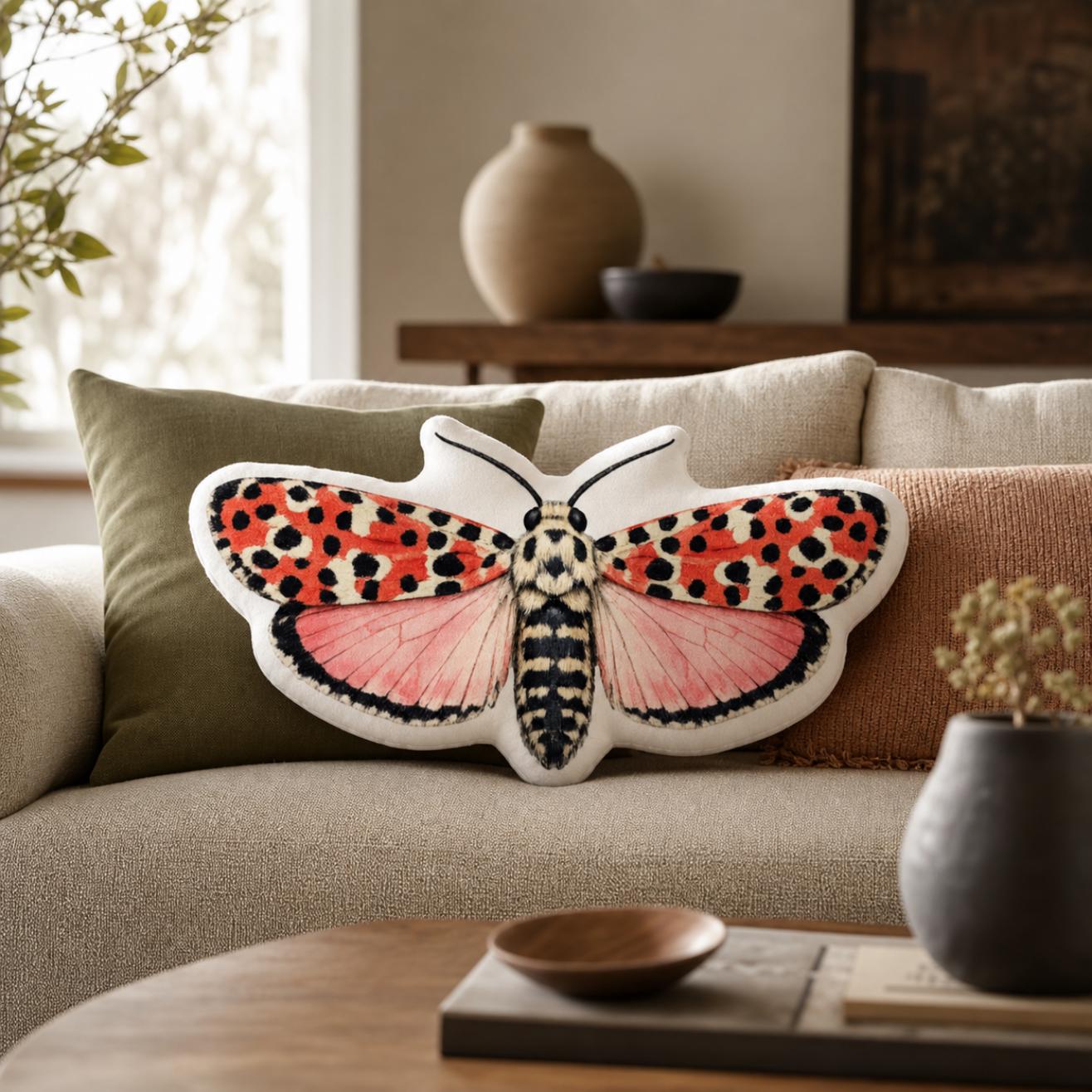 Bella Moth Shaped Pillow, 10x10 16x16 22x22, Whimsigoth Decor