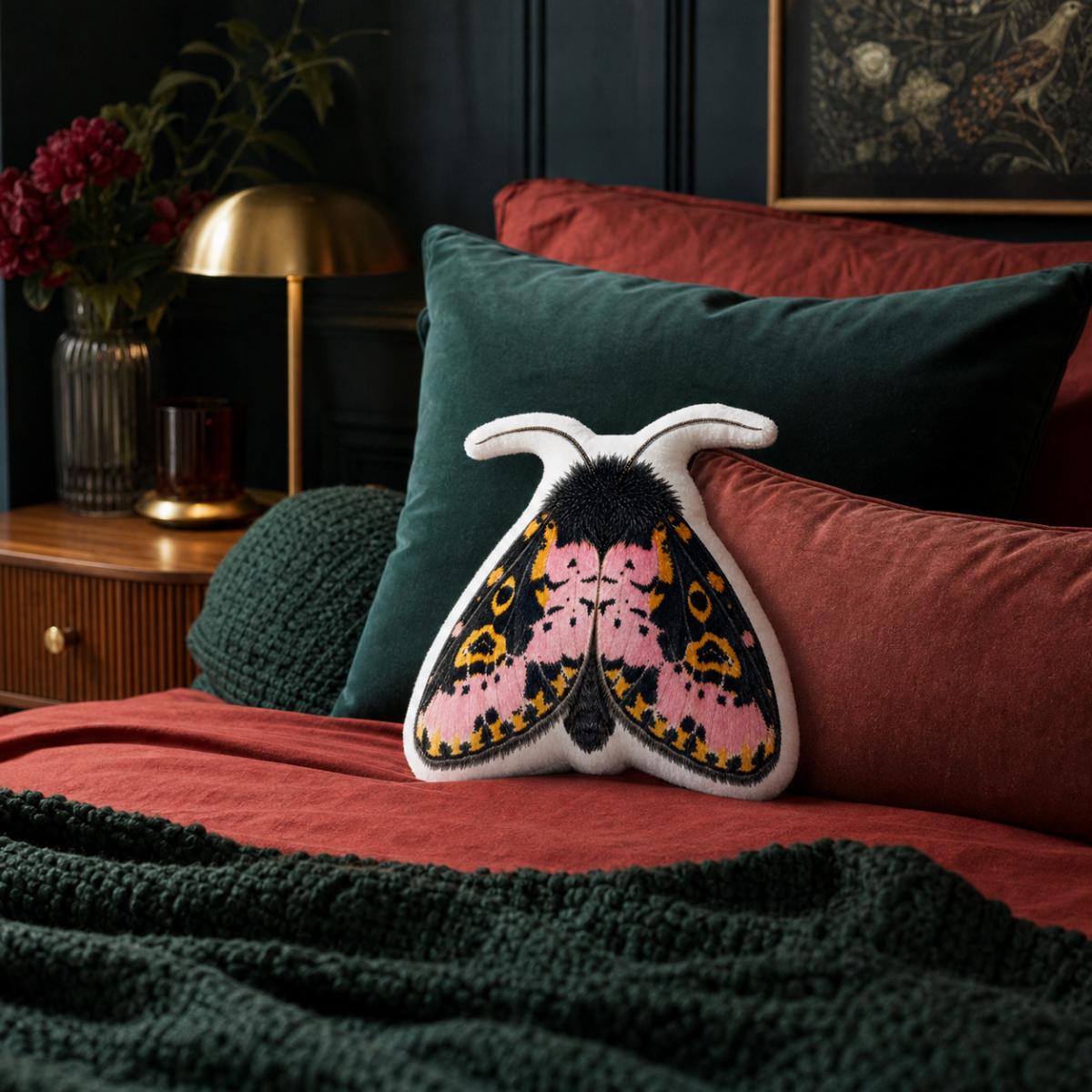Spanish Moth Shaped Pillow, 10x10 16x16 22x22, Whimsigoth Decor