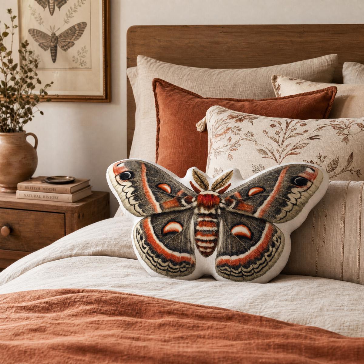 Cecropia Moth Pillow, 10x10 16x16 22x22, Whimsigoth Decor