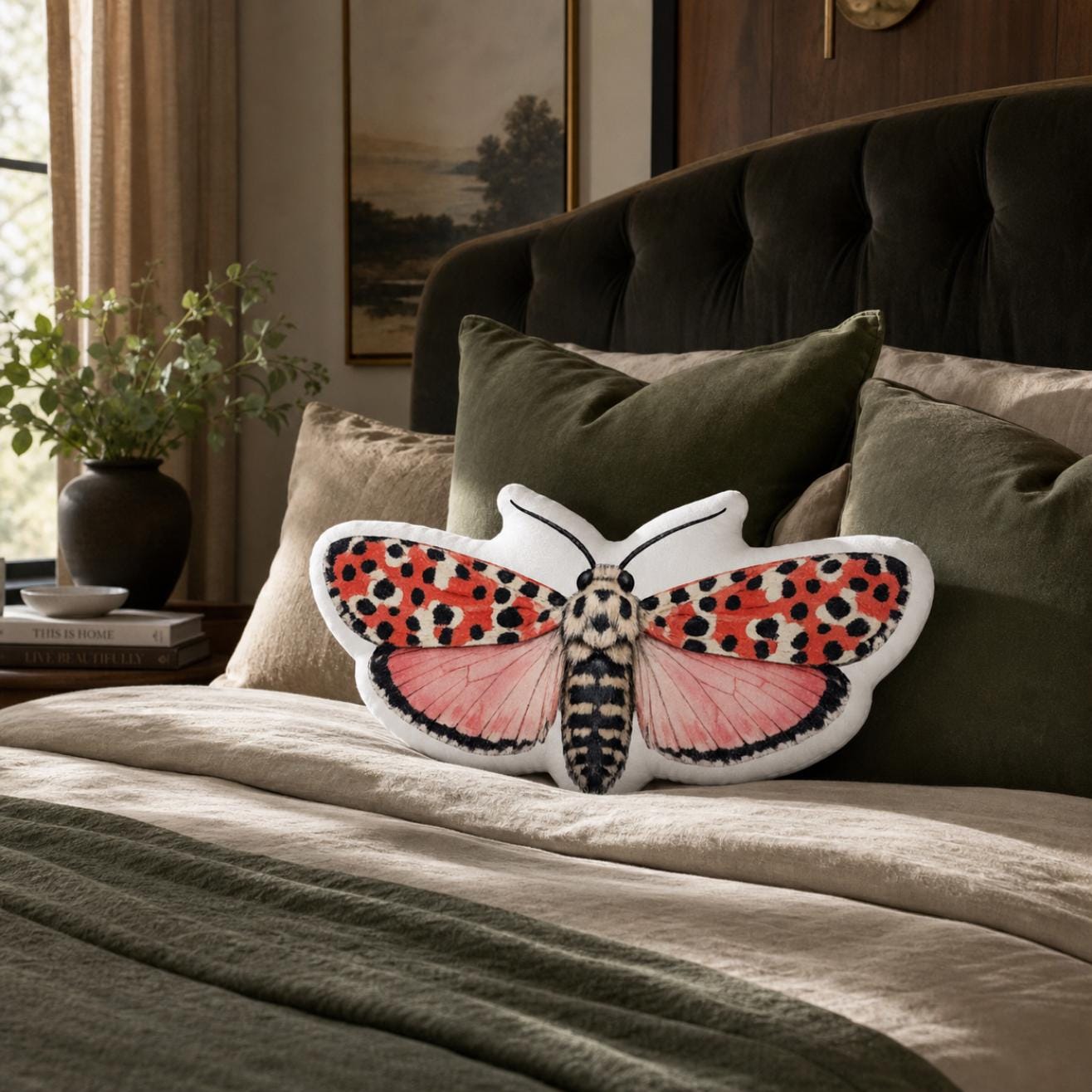 Bella Moth Shaped Pillow, 10x10 16x16 22x22, Whimsigoth Decor