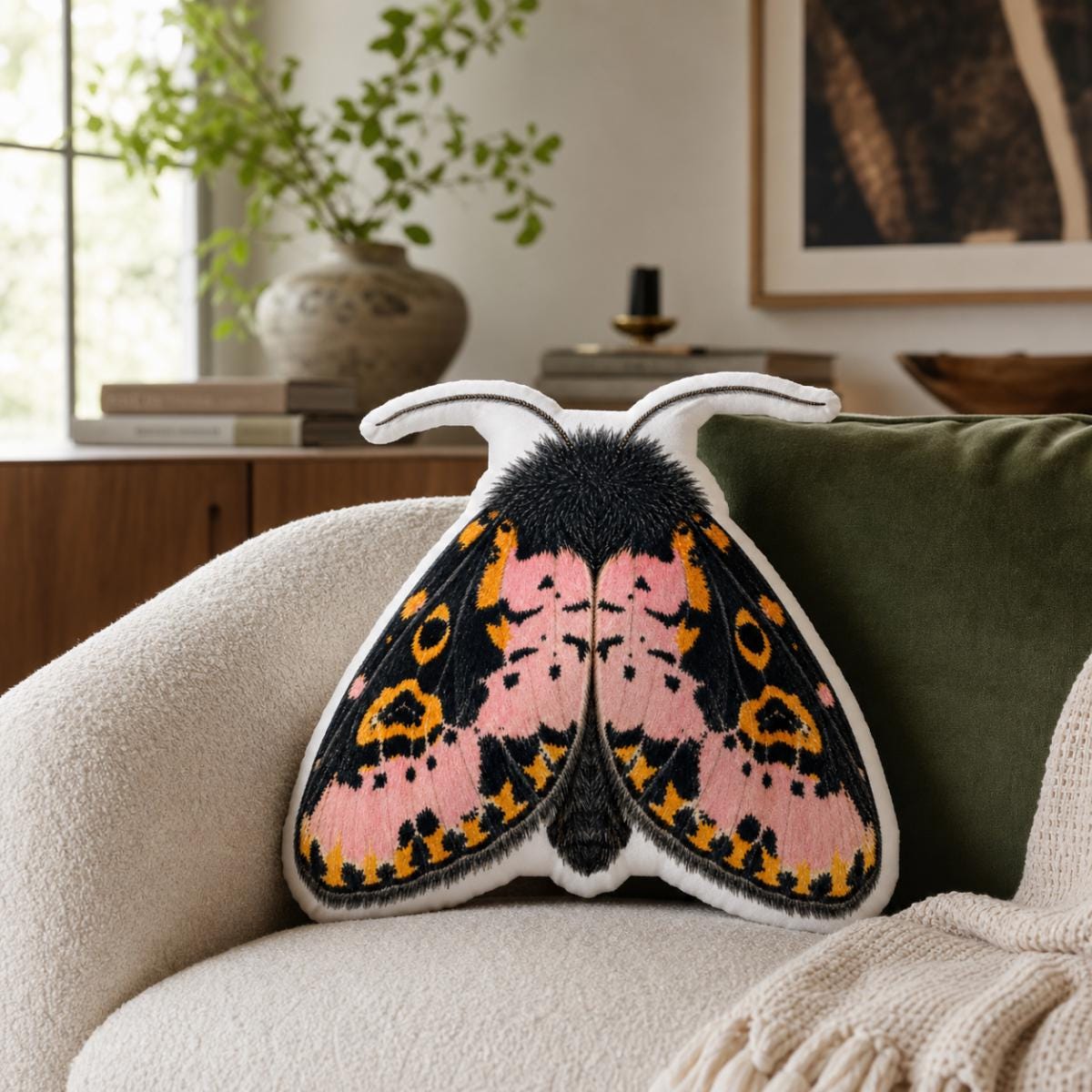 Spanish Moth Shaped Pillow, 10x10 16x16 22x22, Whimsigoth Decor