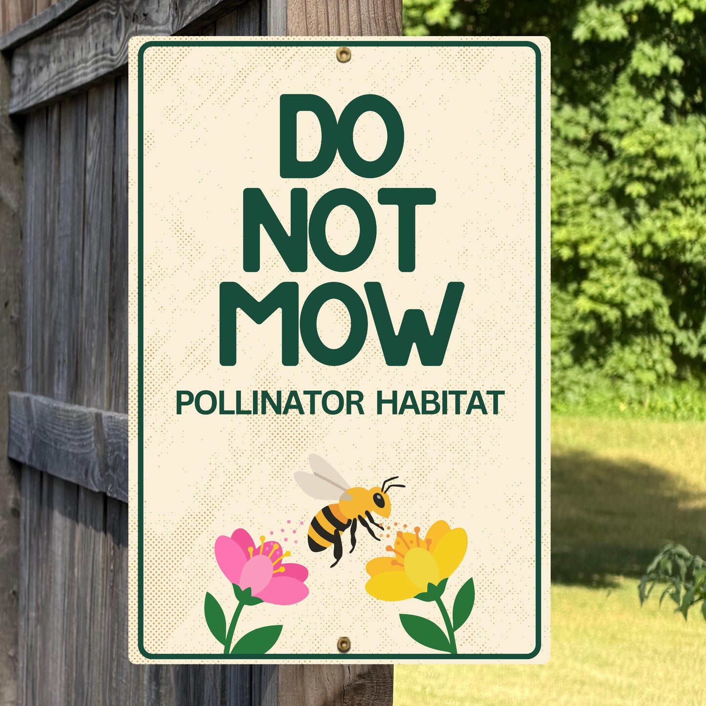 Do Not Mow Pollinator Habitat Sign - Metal Outdoor Yard Decor - Gift for Gardener